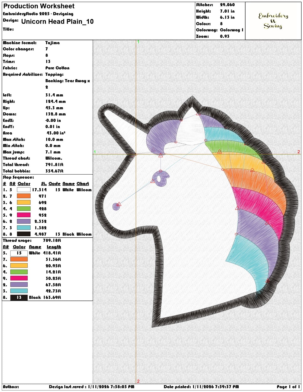 Unicorn Head Plain   - Elegant embroidery design file - instant download — view 3