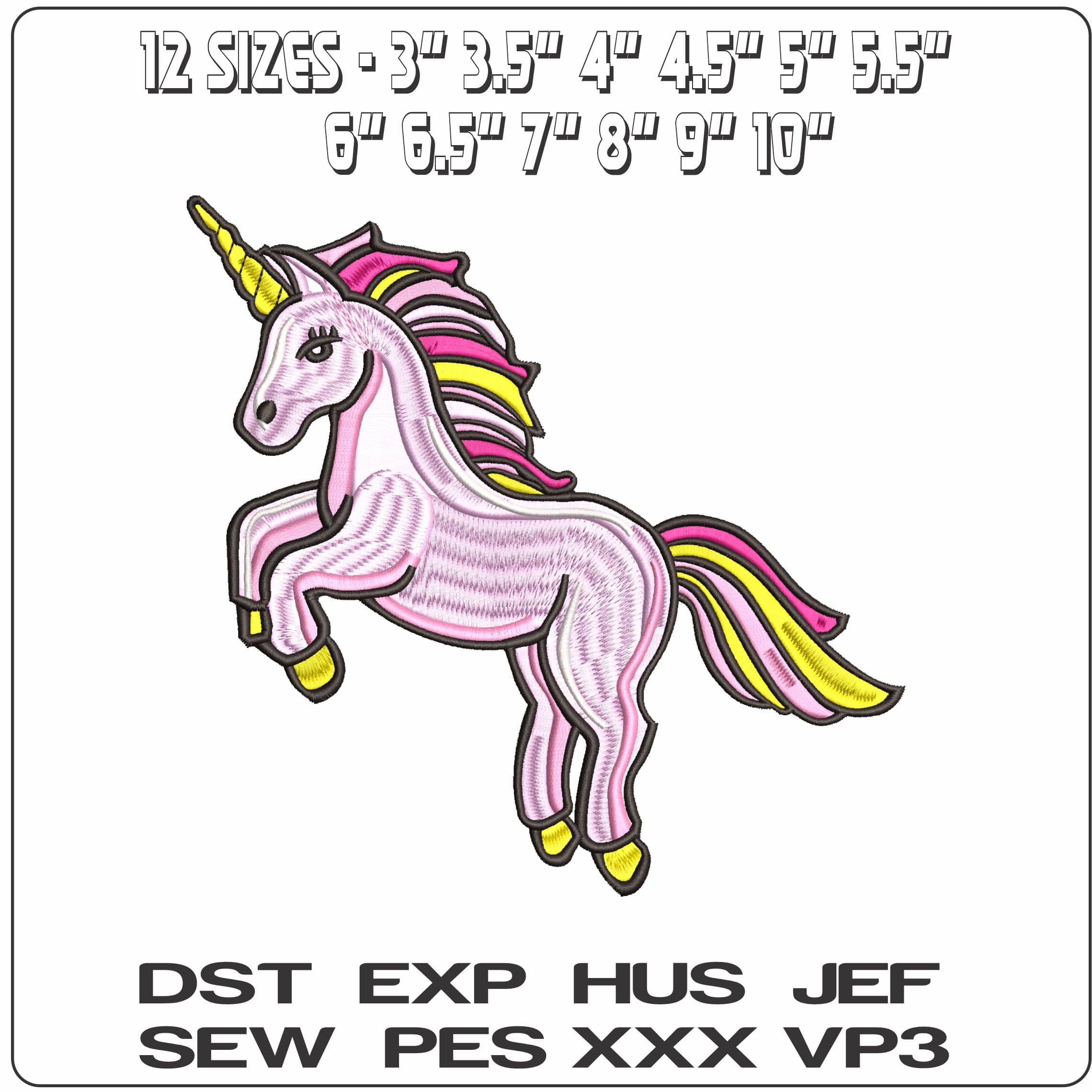 Unicorn Jumping   - Elegant embroidery design file - instant download — view 2