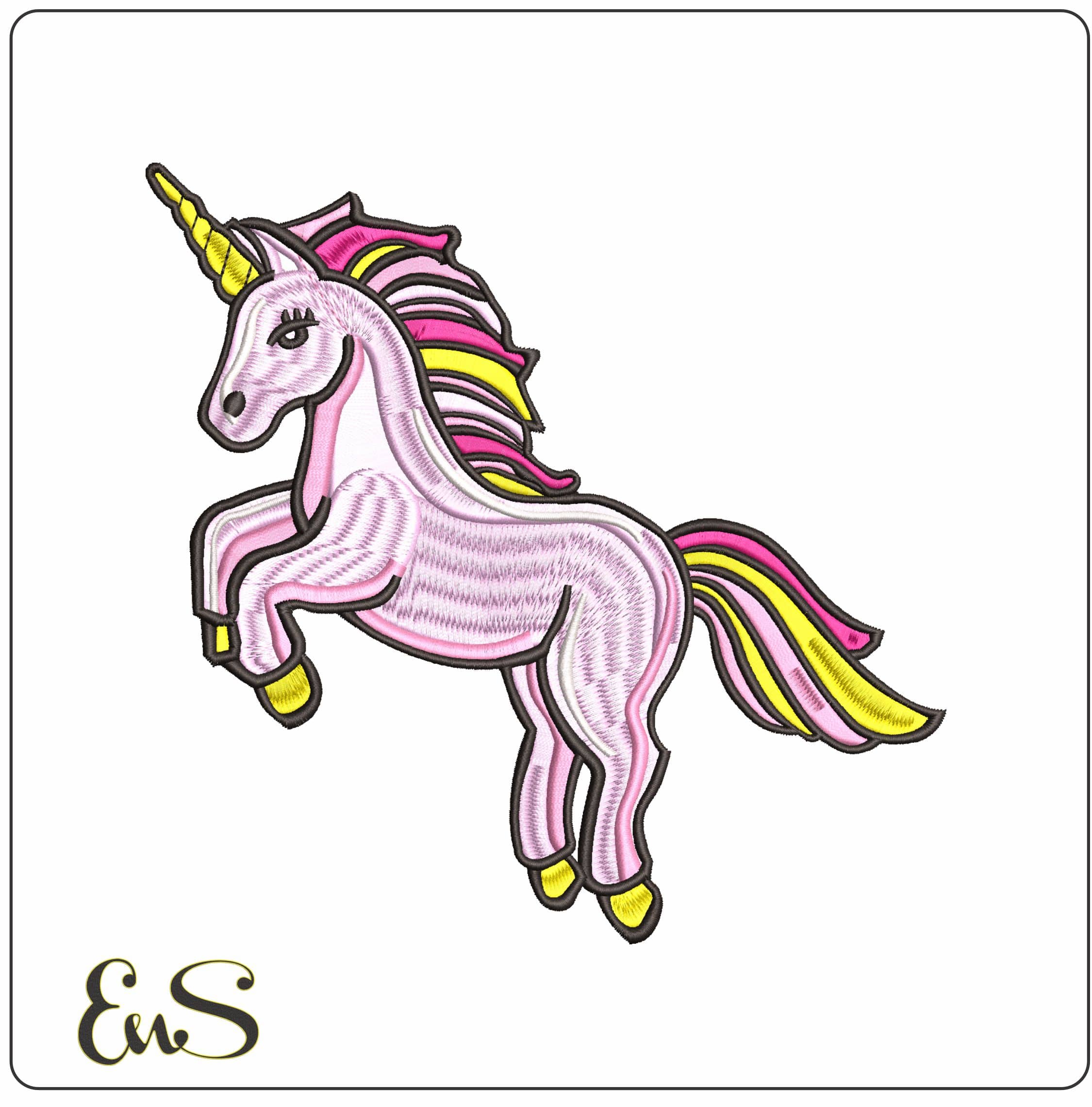 Unicorn Jumping   - Elegant embroidery design file - instant download