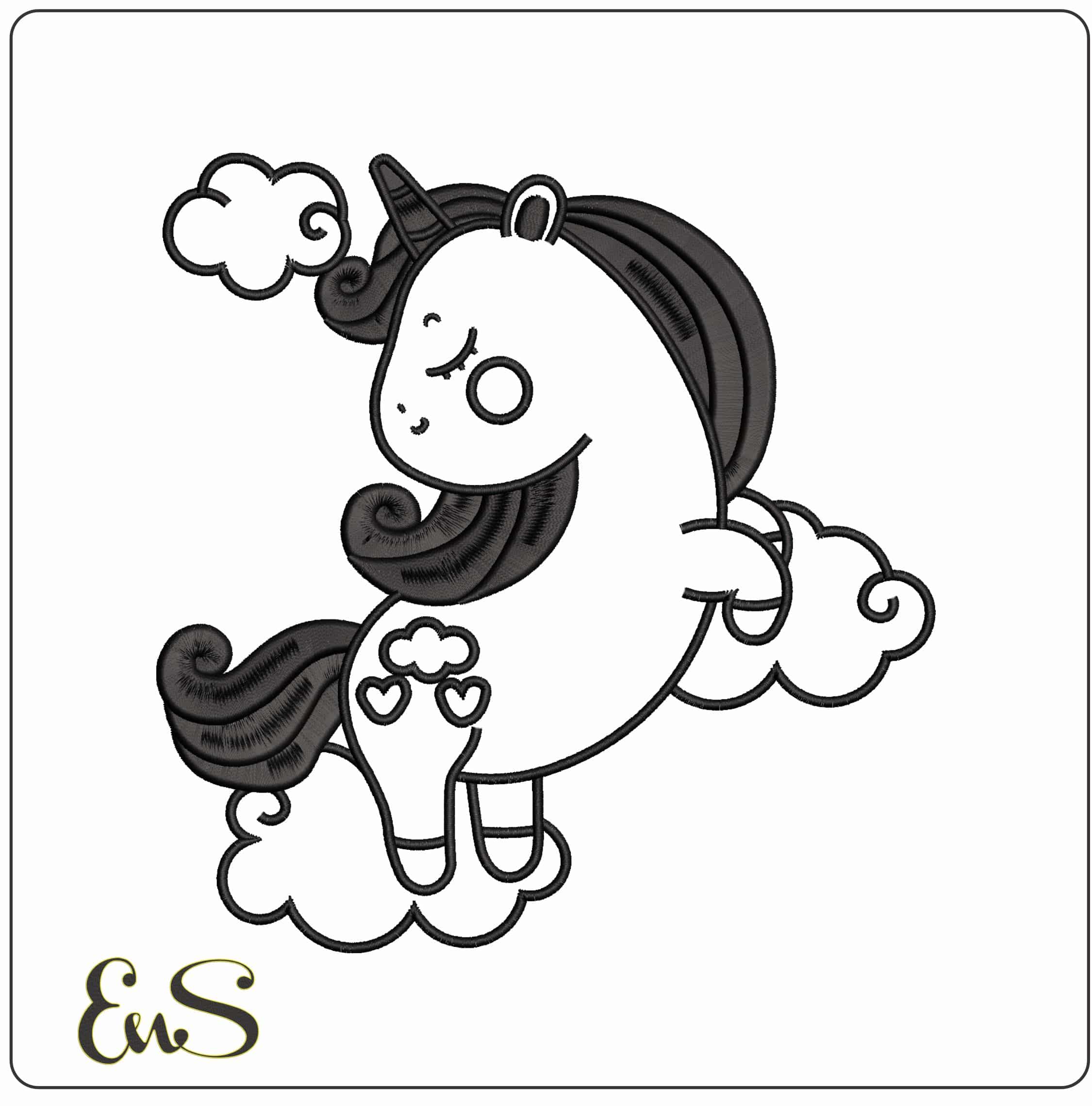 Unicorn Line art   - Elegant embroidery design file - instant download