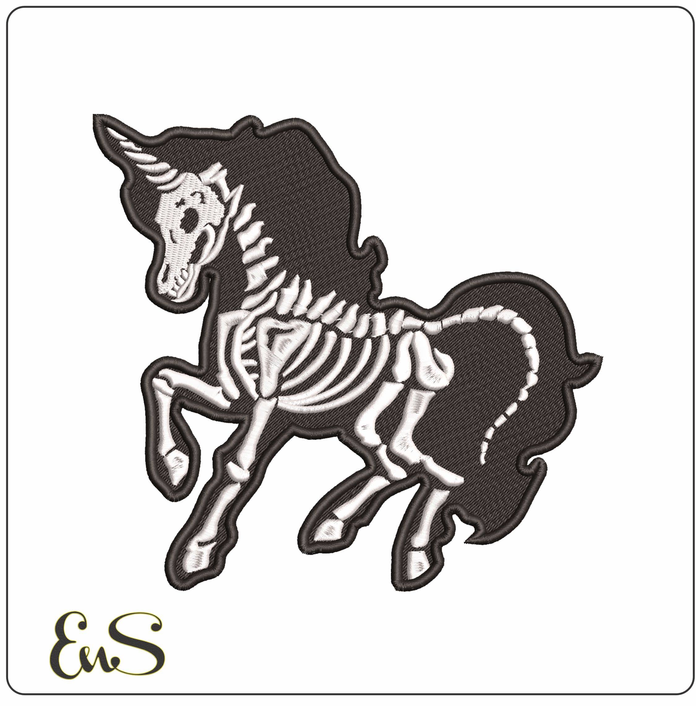 Unicorn Skeleton for Halloween   - Elegant embroidery design file - instant download