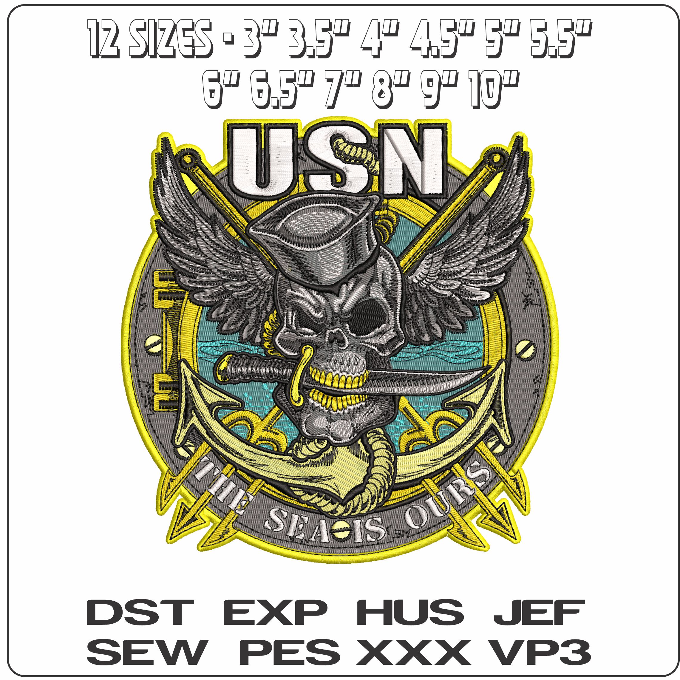 United States Navy Sea is Ours   - Elegant embroidery design file - instant download — view 2
