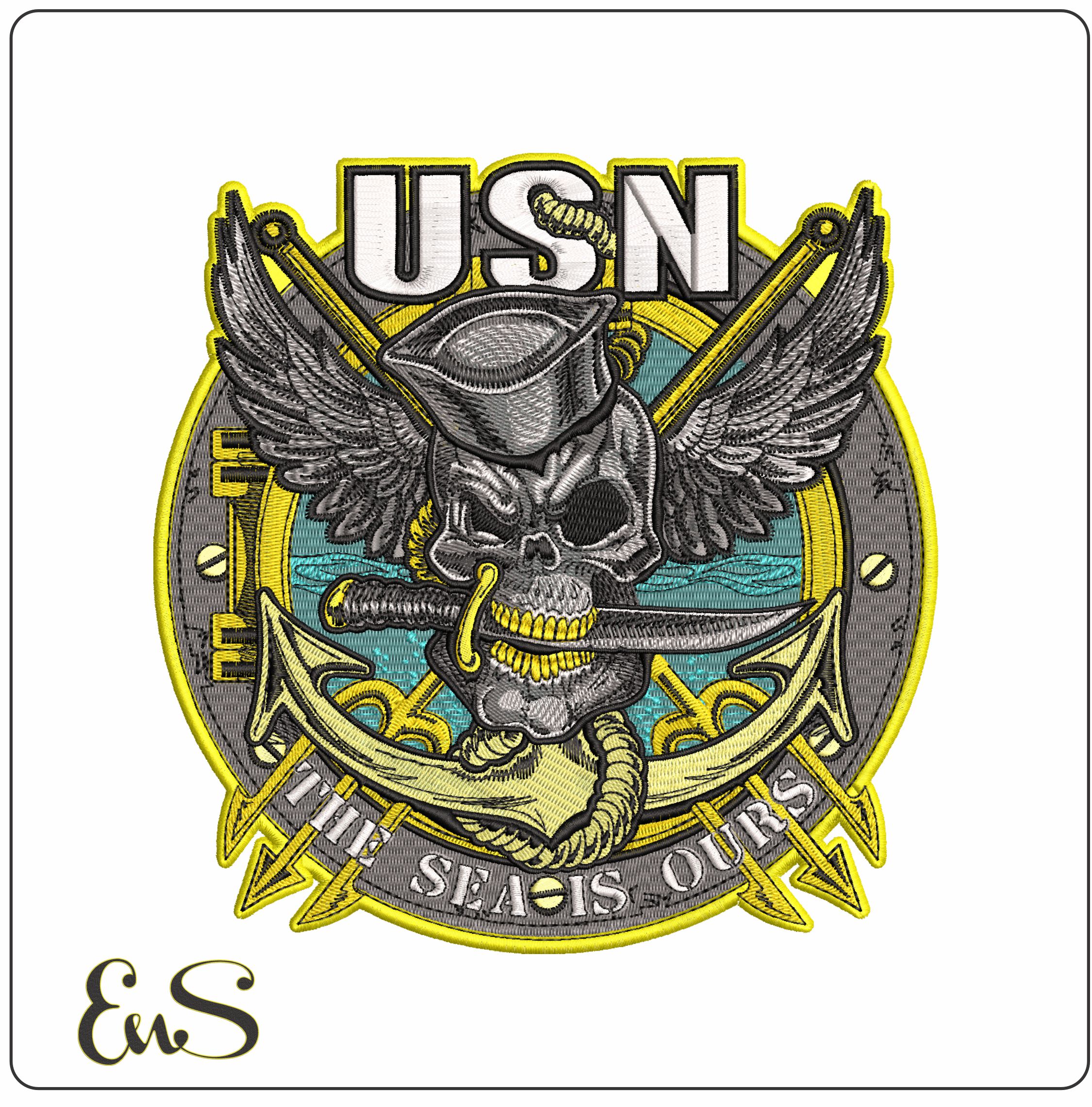 United States Navy Sea is Ours   - Elegant embroidery design file - instant download