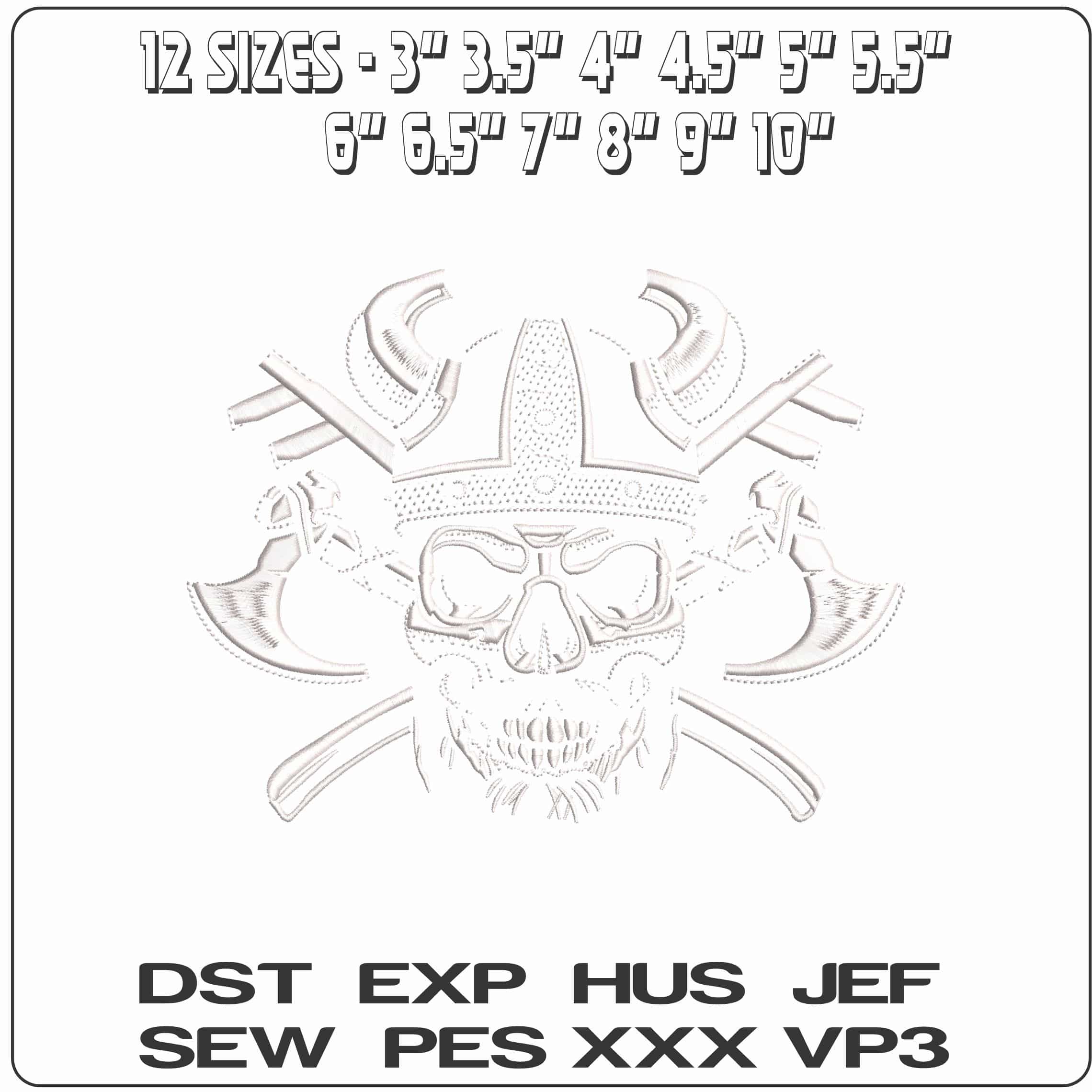 Viking Axes and Skull   - Elegant embroidery design file - instant download — view 2