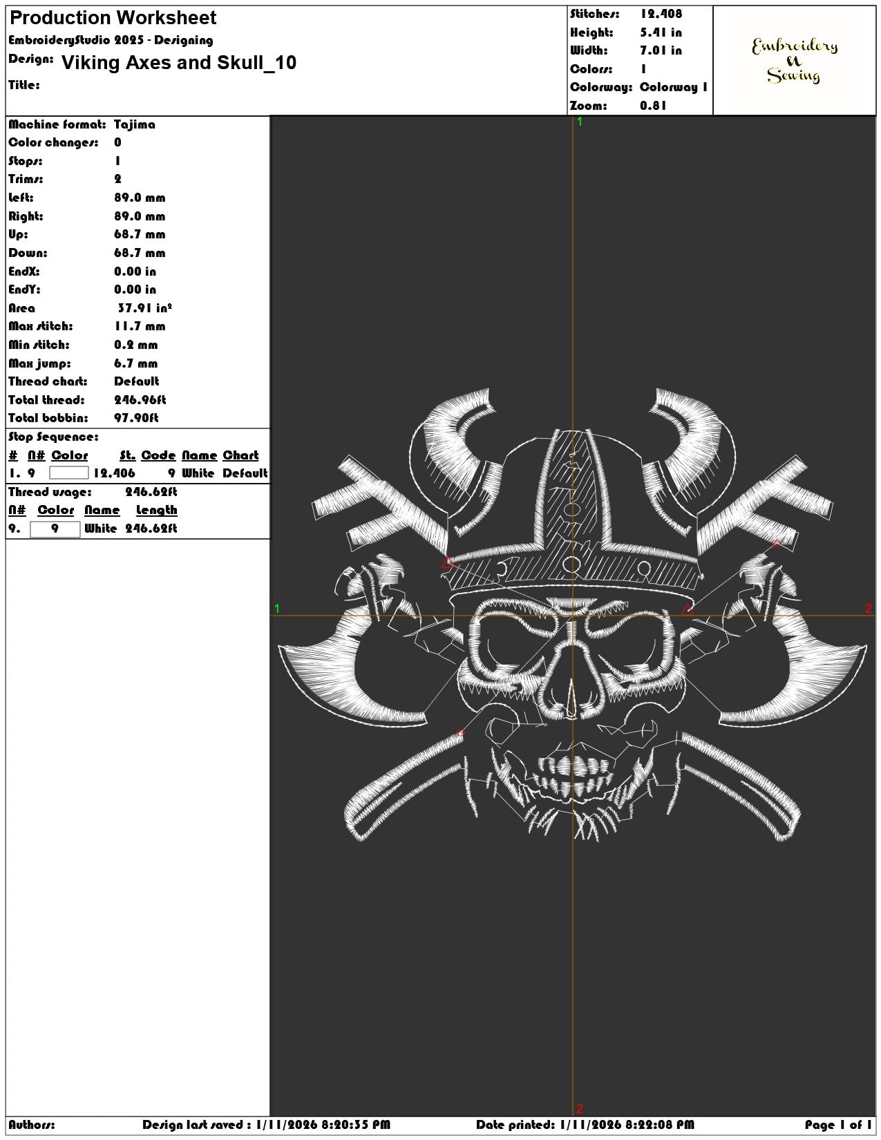 Viking Axes and Skull   - Elegant embroidery design file - instant download — view 3
