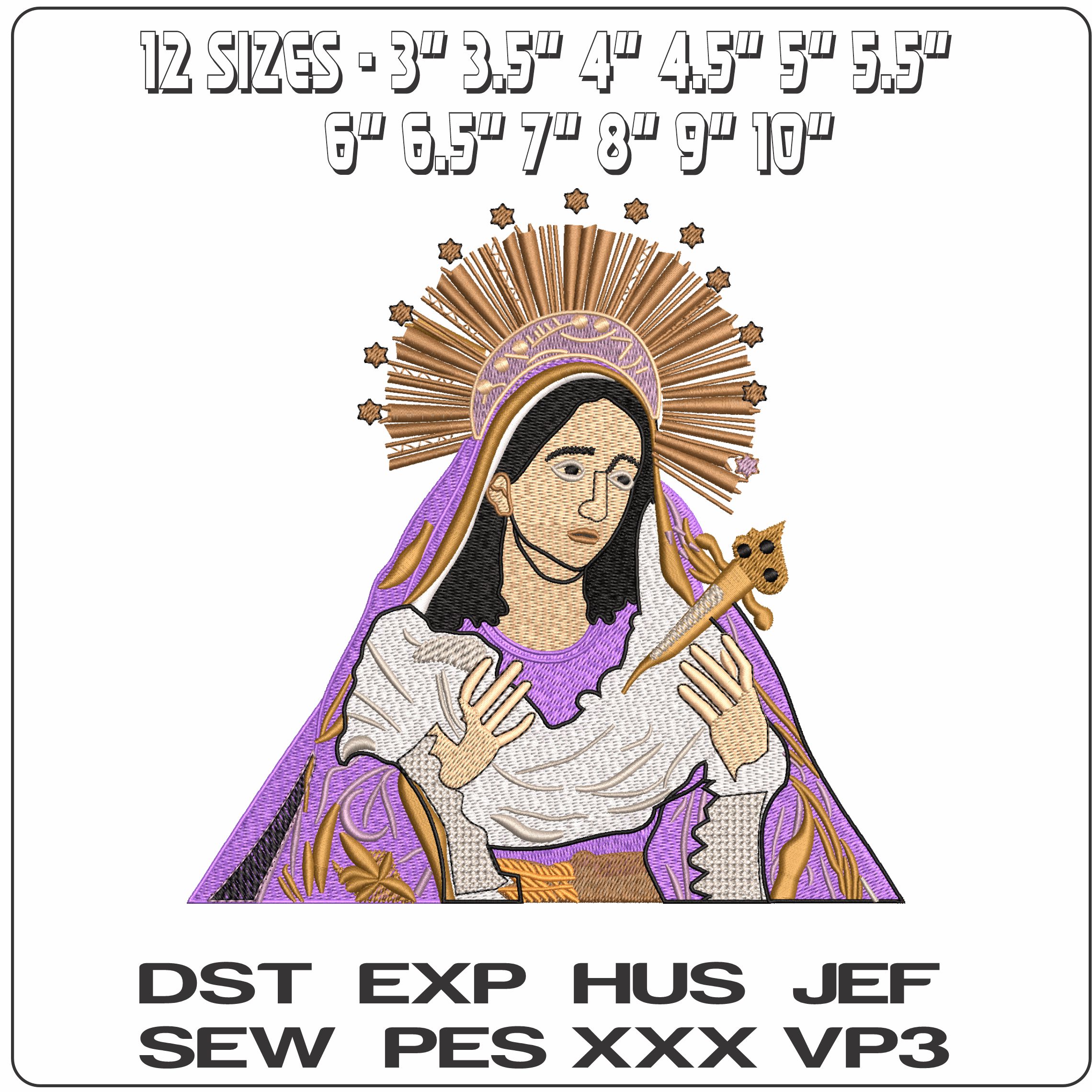 Virgin Mary   - Elegant embroidery design file - instant download — view 2
