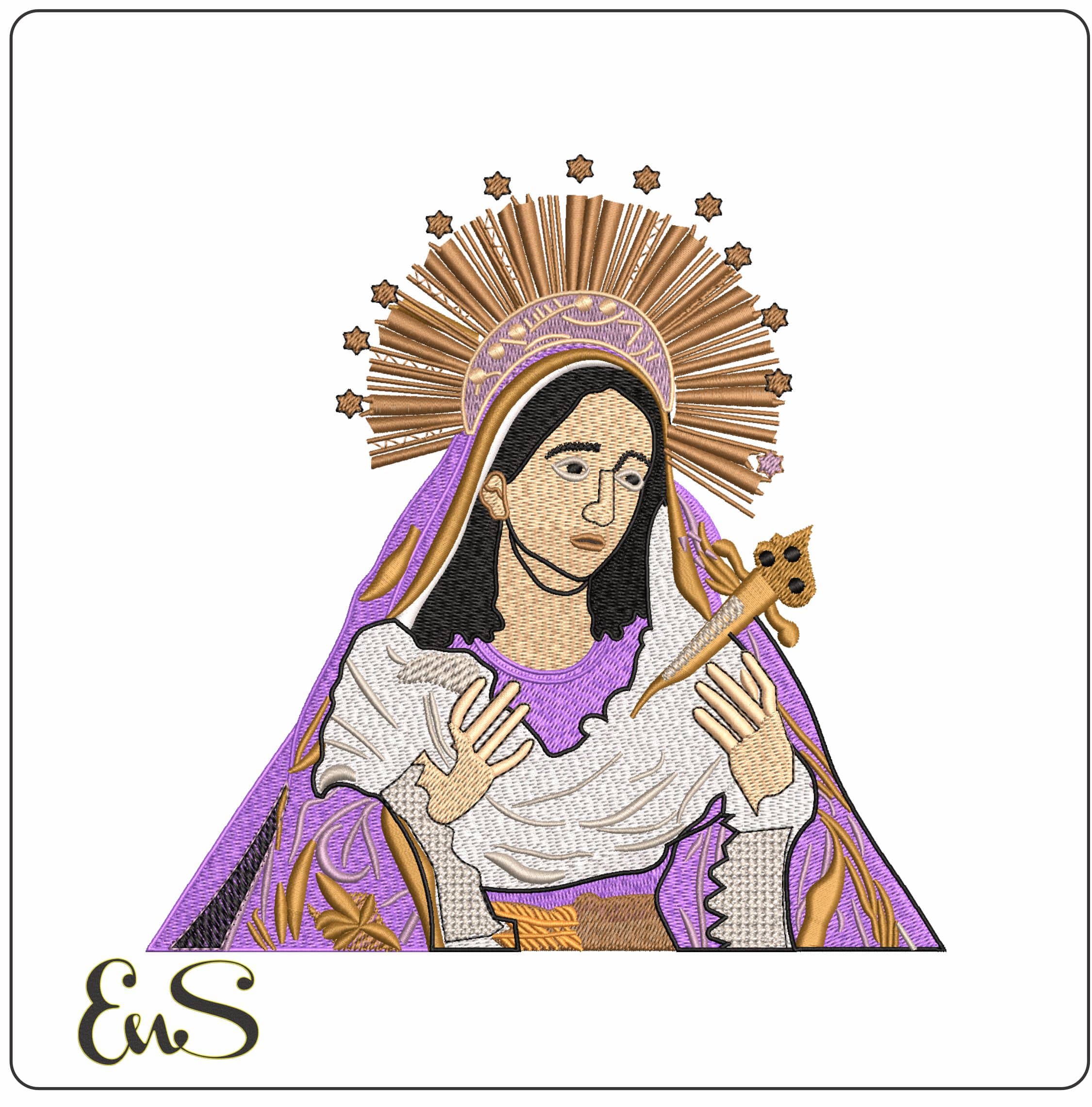 Virgin Mary   - Elegant embroidery design file - instant download