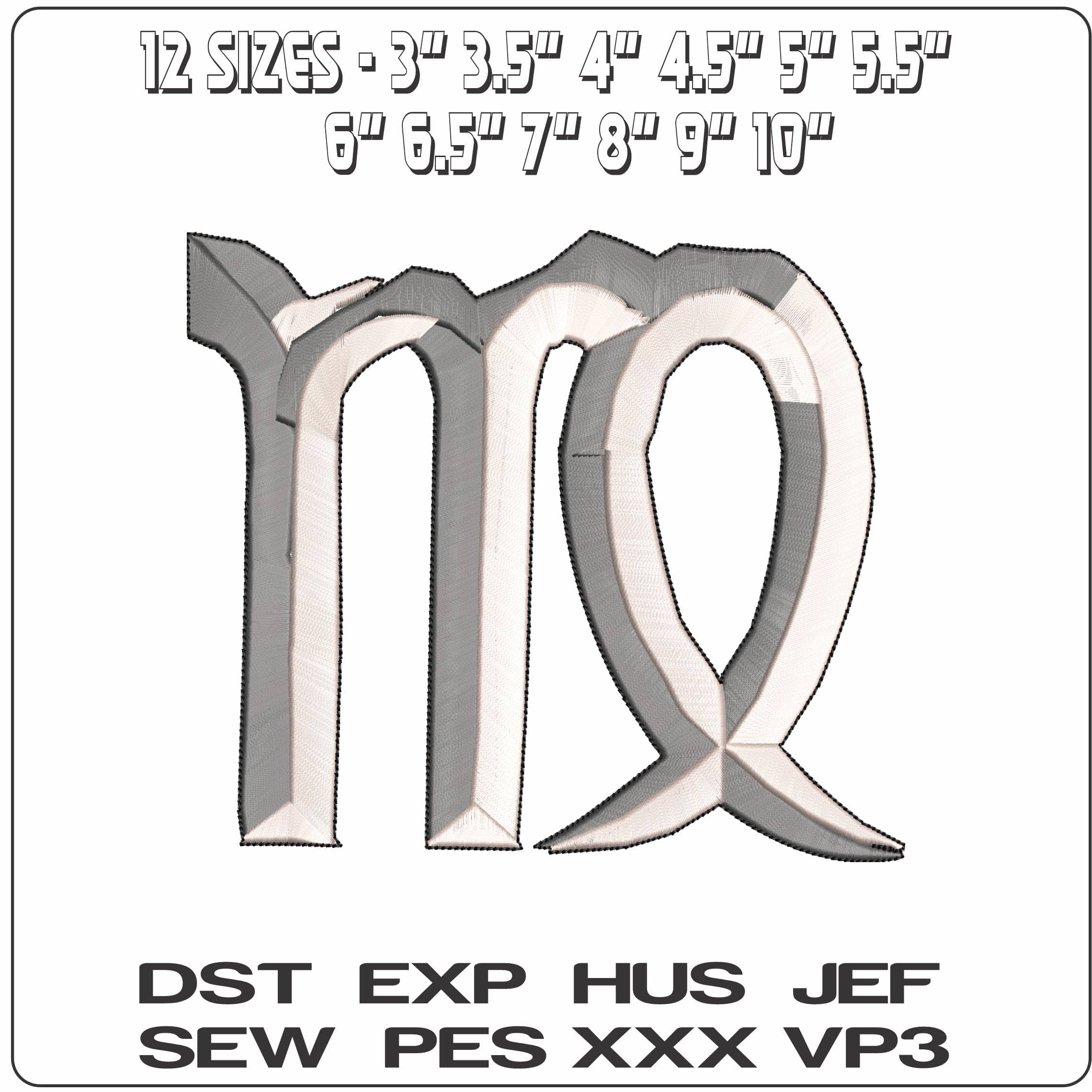 Virgo Symbol Zodiac  - Elegant embroidery design file - instant download — view 2