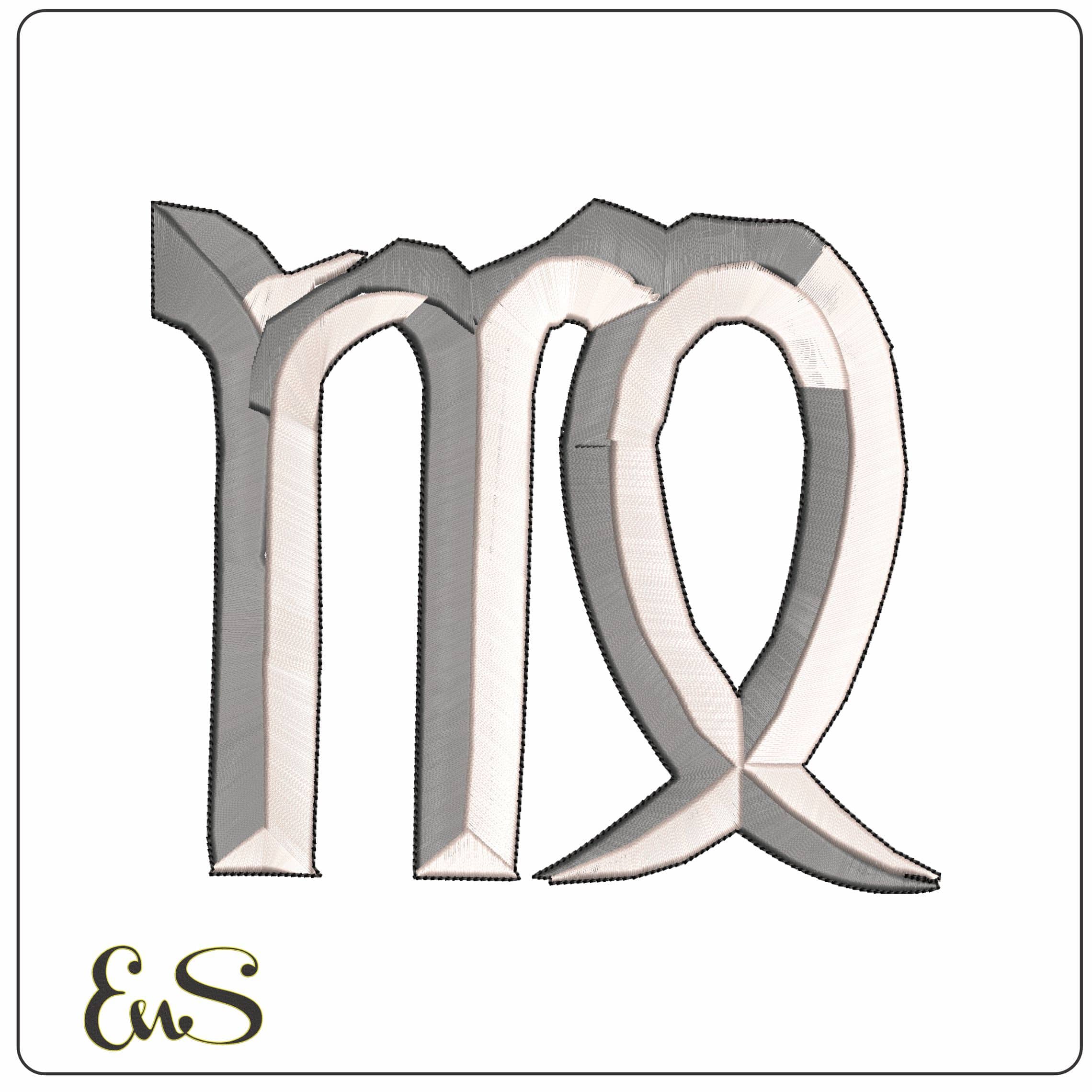 Virgo Symbol Zodiac  - Elegant embroidery design file - instant download