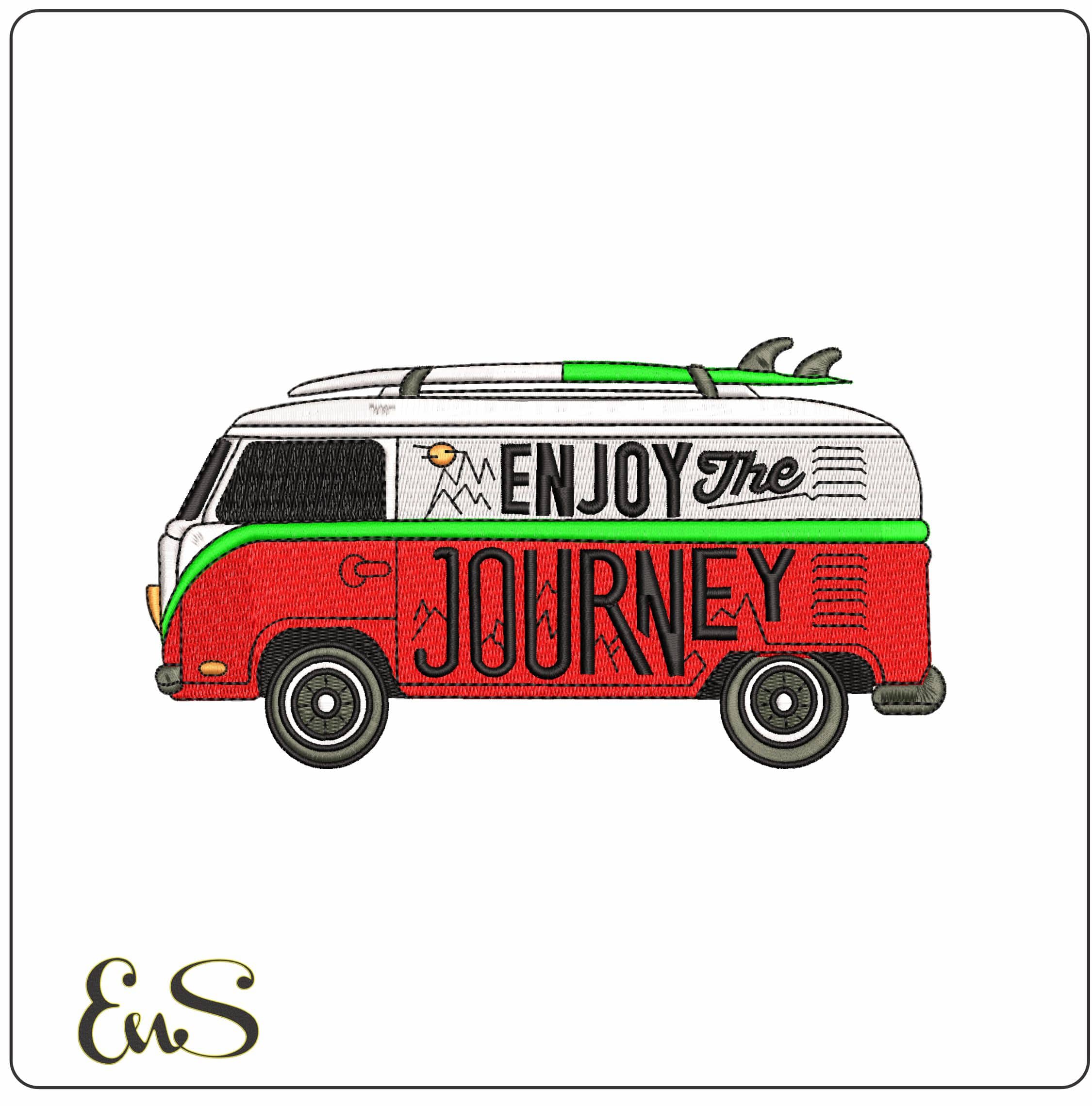 VW Camper Van Cars - Elegant embroidery design file - instant download
