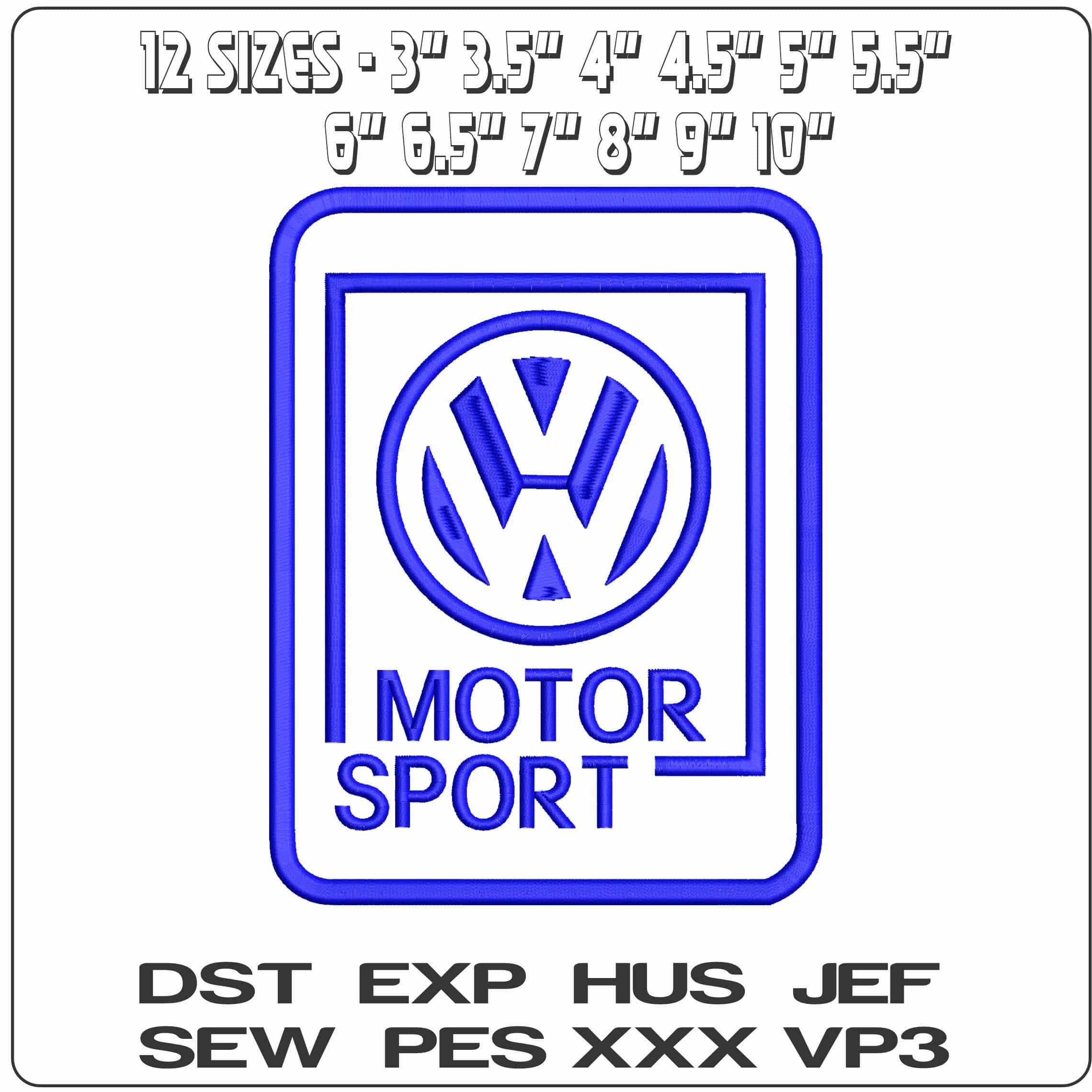 VW Motor Sport - Elegant embroidery design file - instant download — view 2
