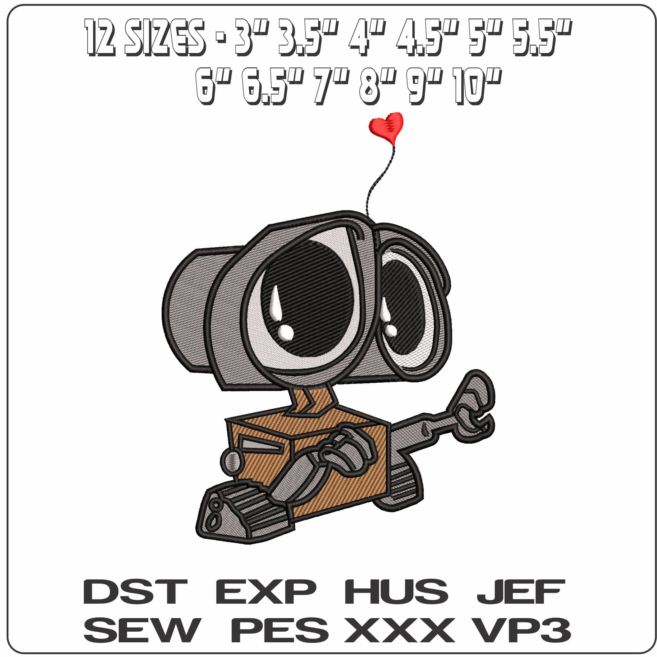 Walle Wall e - Elegant embroidery design file - instant download — view 2