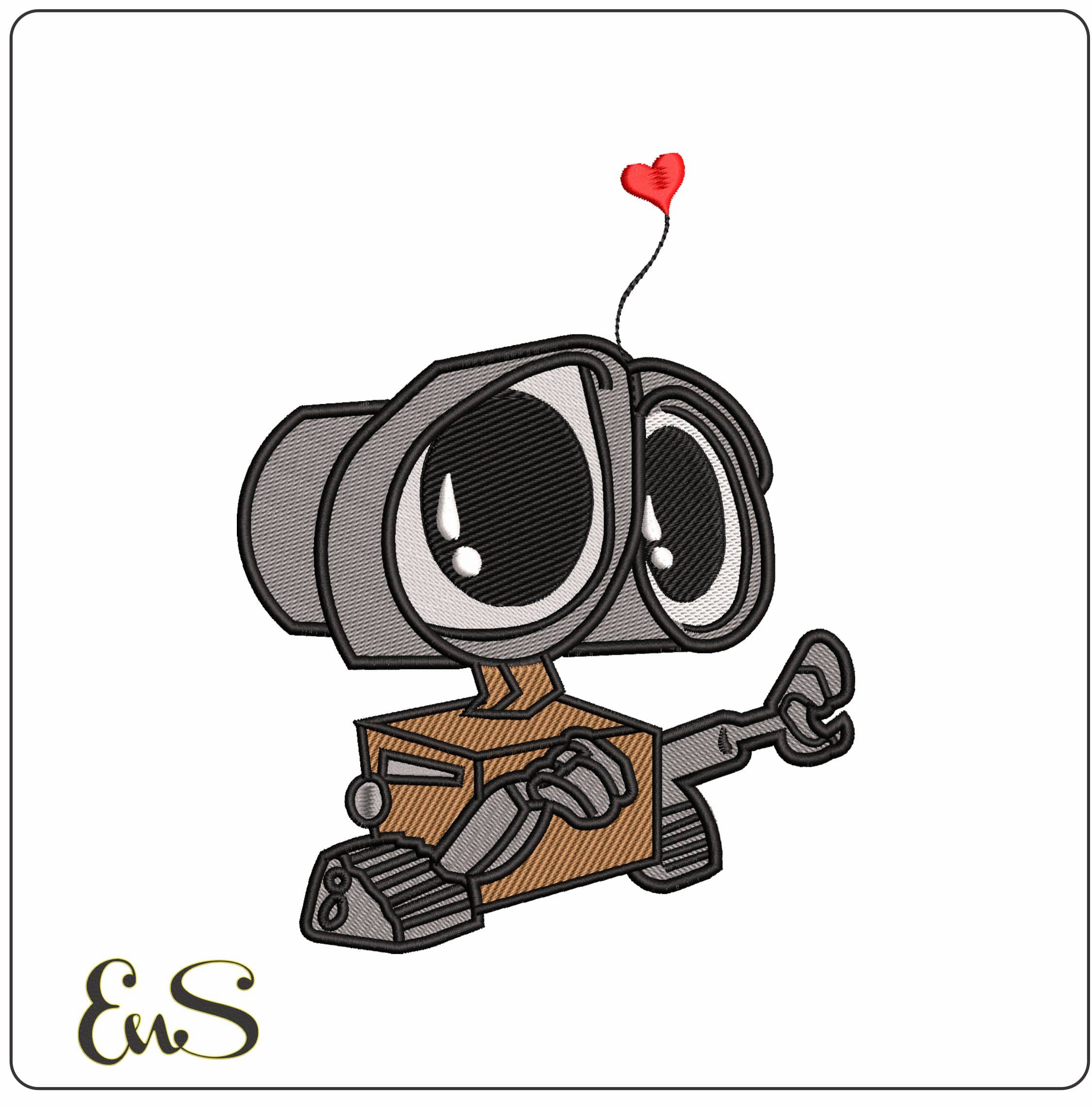 Walle Wall e - Elegant embroidery design file - instant download