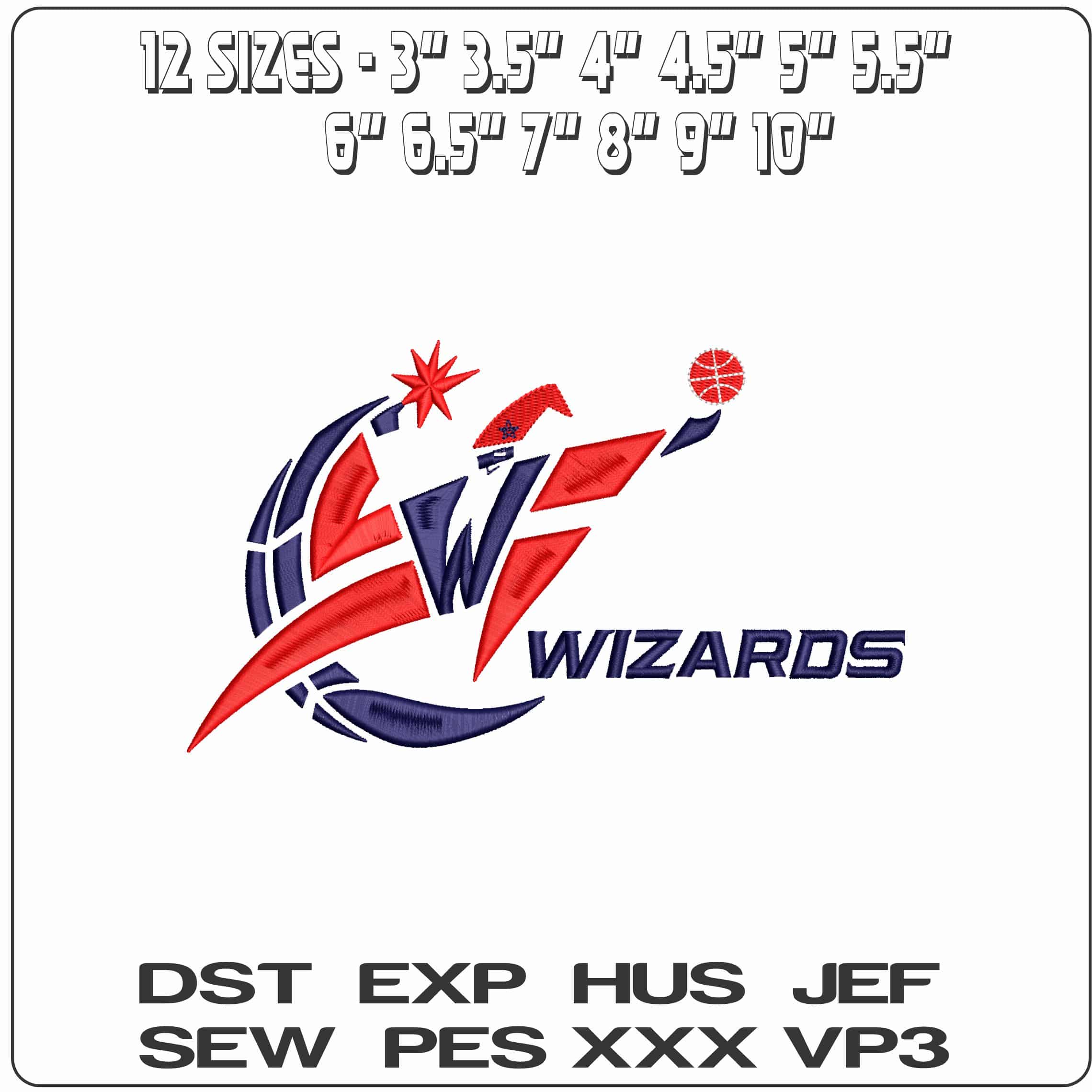 Washington Wizards NBA - Elegant embroidery design file - instant download — view 2