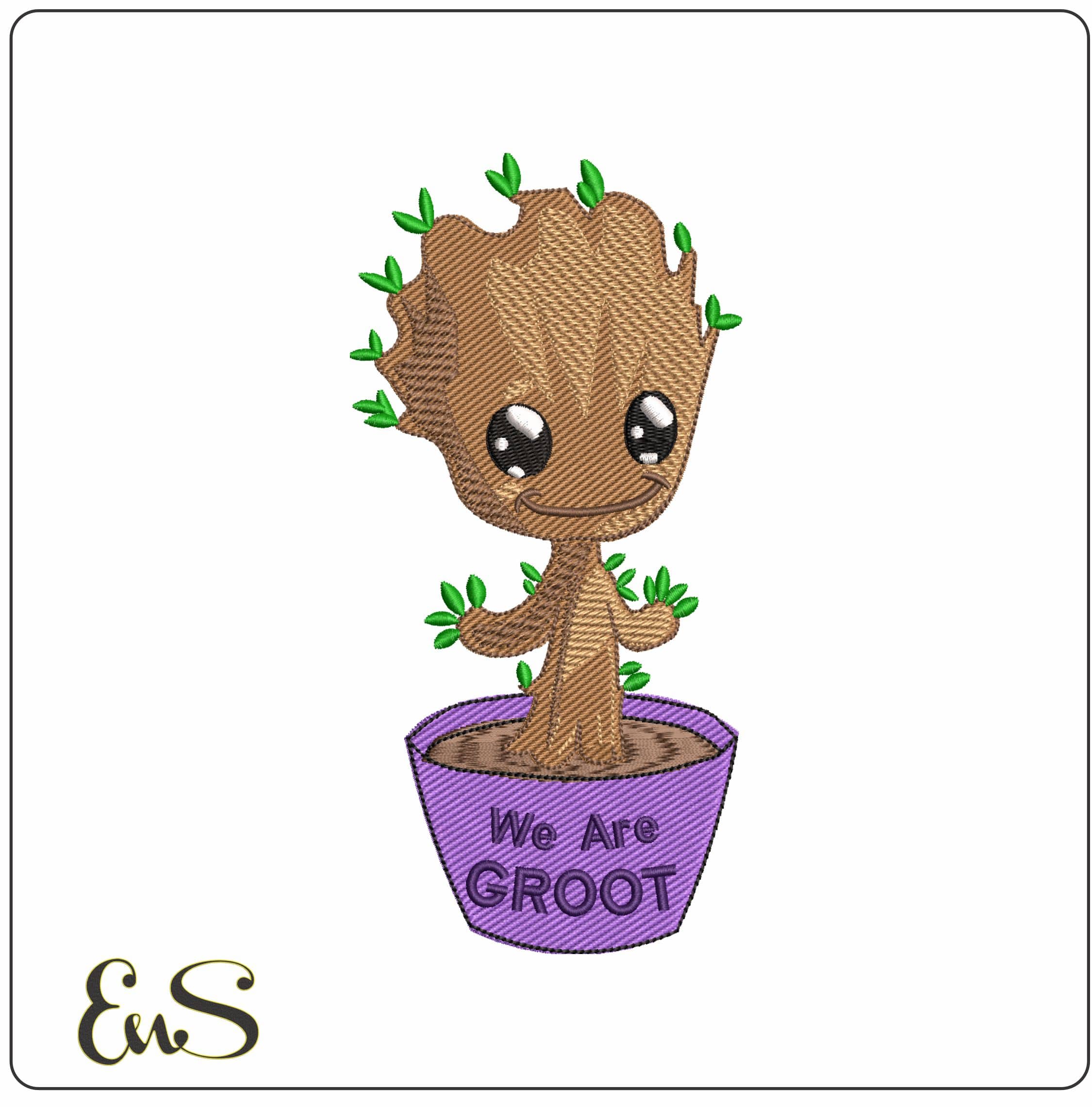 We Are Groot In Pot - Elegant embroidery design file - instant download
