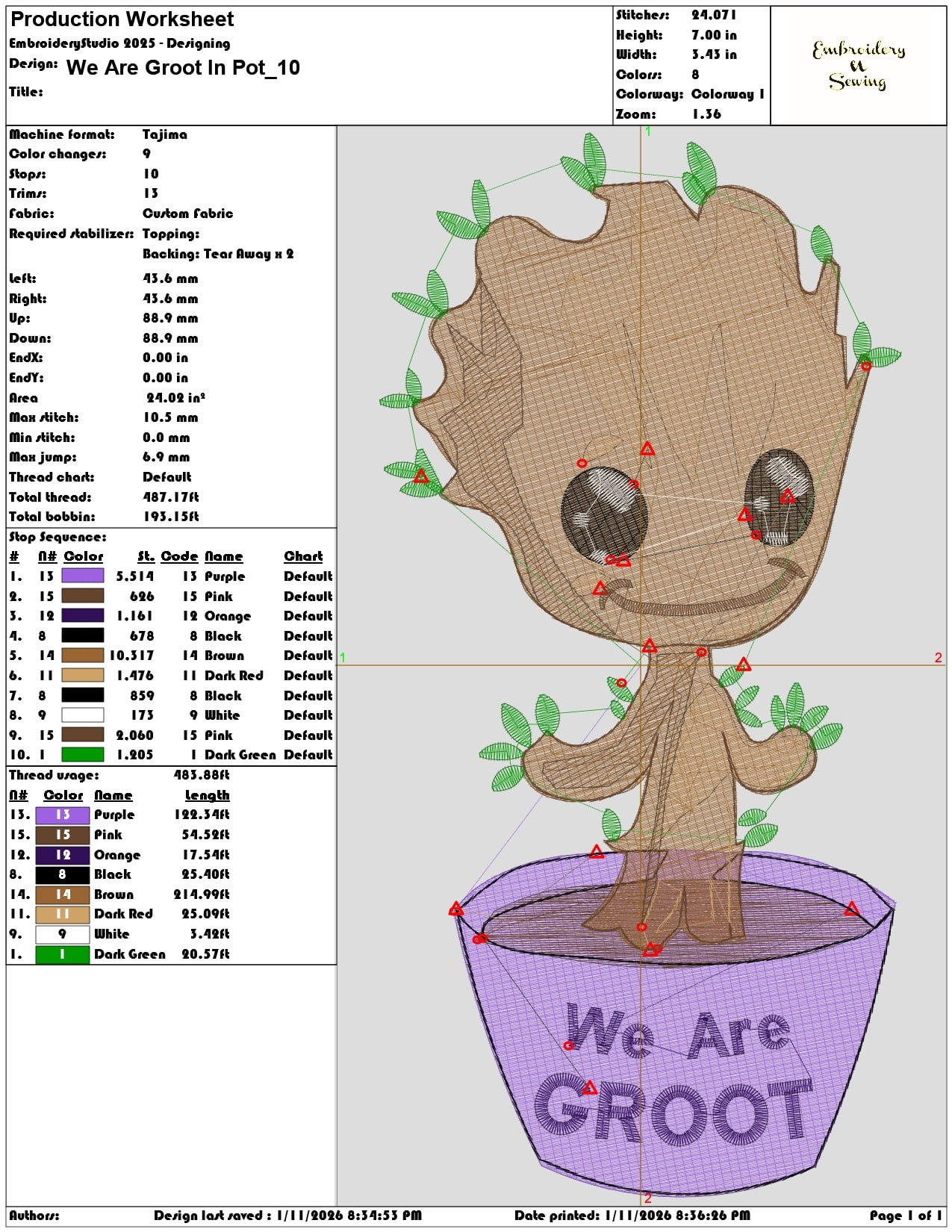 We Are Groot In Pot - Elegant embroidery design file - instant download — view 3