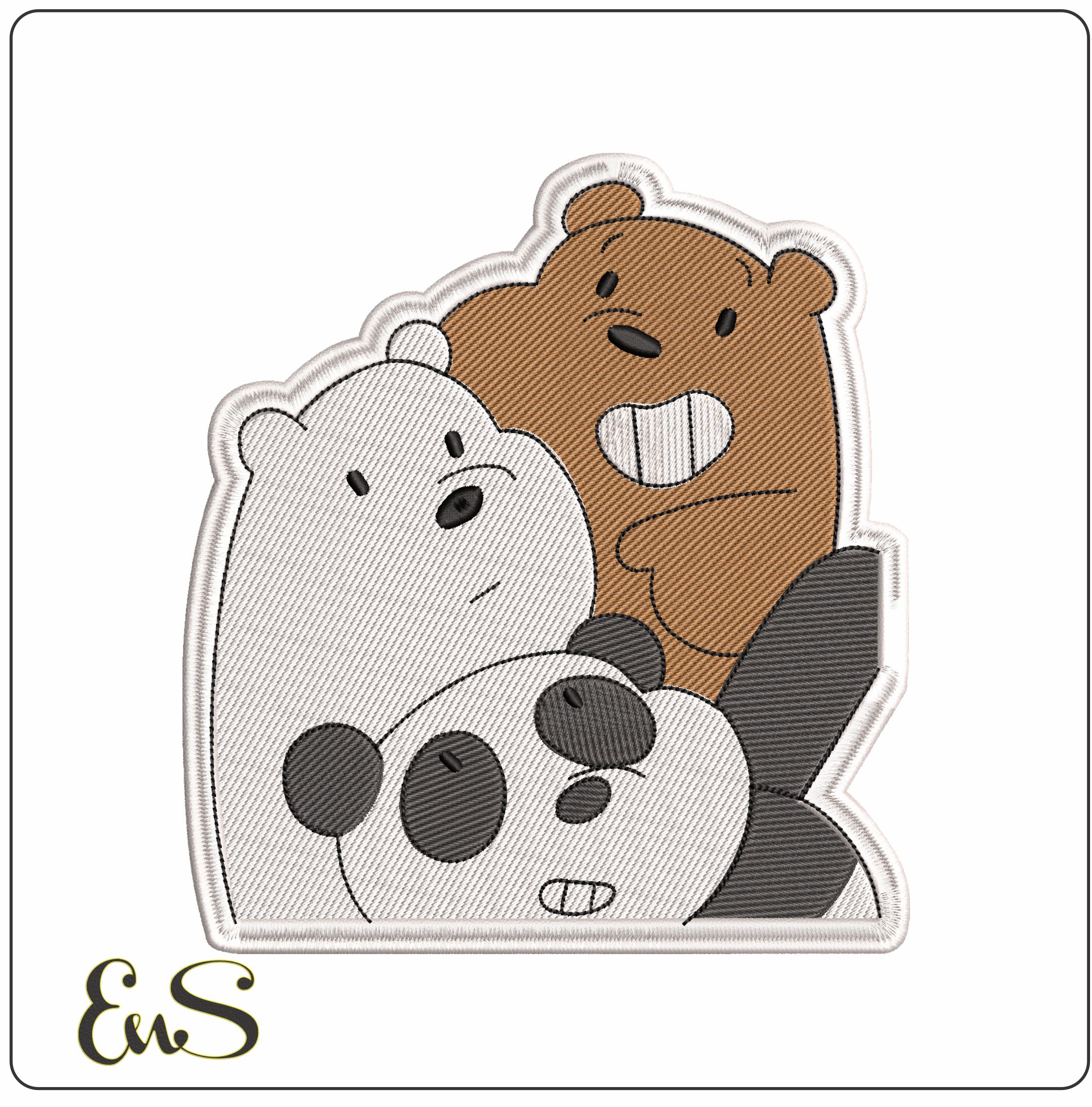 We Bare Bears Cartoon - Elegant embroidery design file - instant download