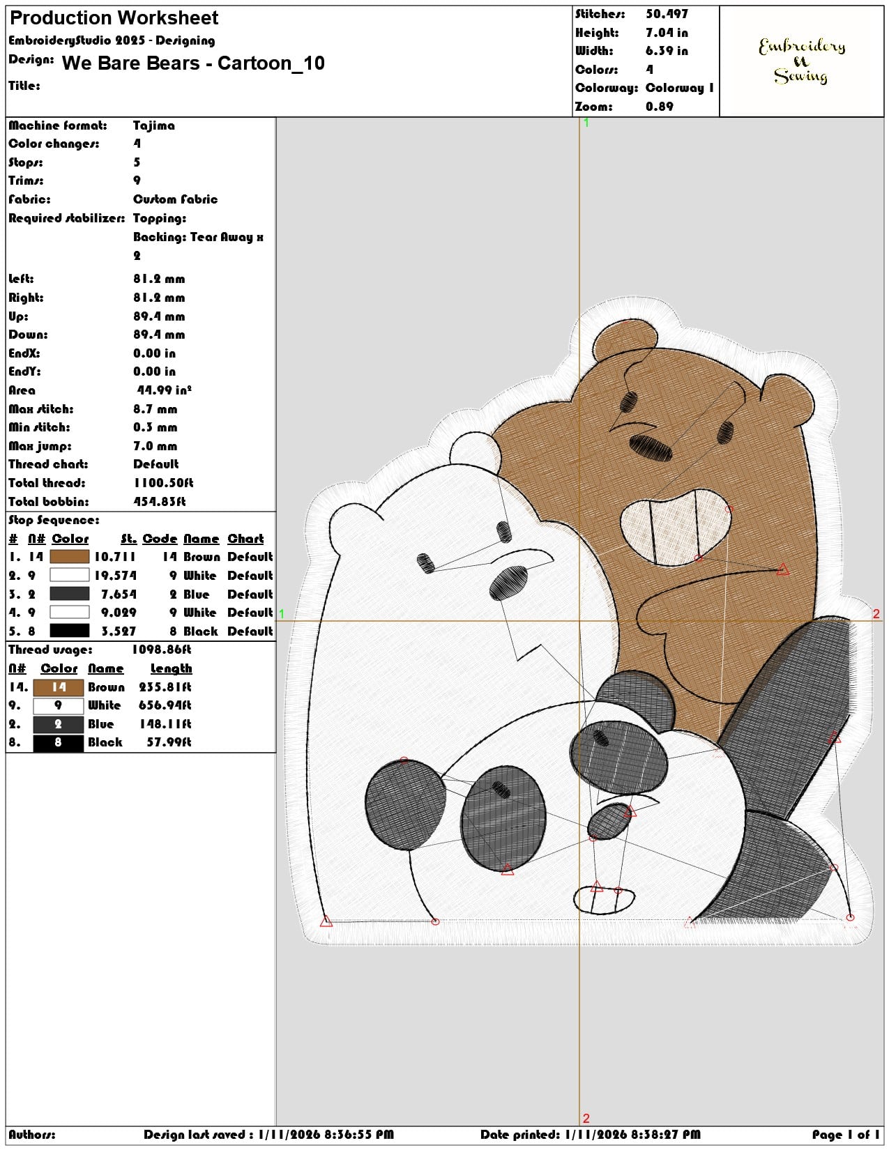 We Bare Bears Cartoon - Elegant embroidery design file - instant download — view 3
