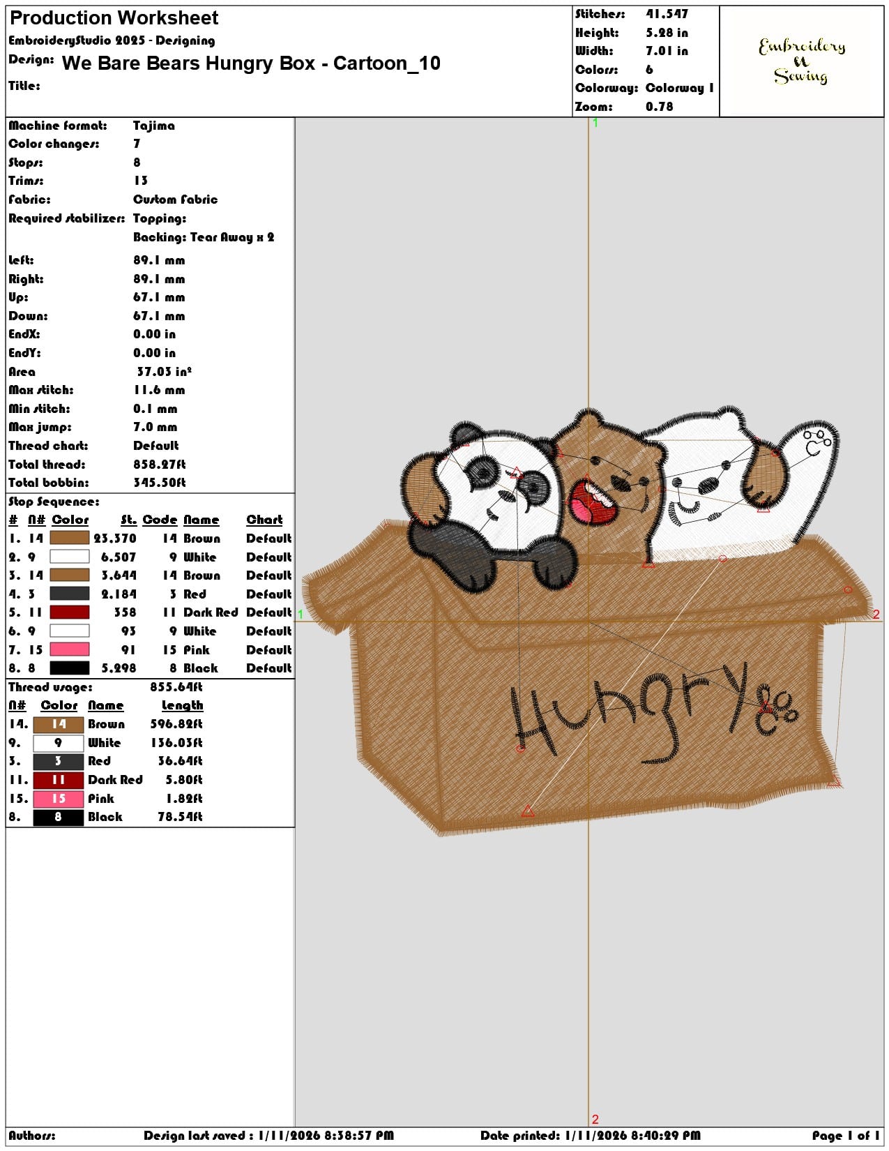We Bare Bears Hungry Box Cartoon - Elegant embroidery design file - instant download — view 3