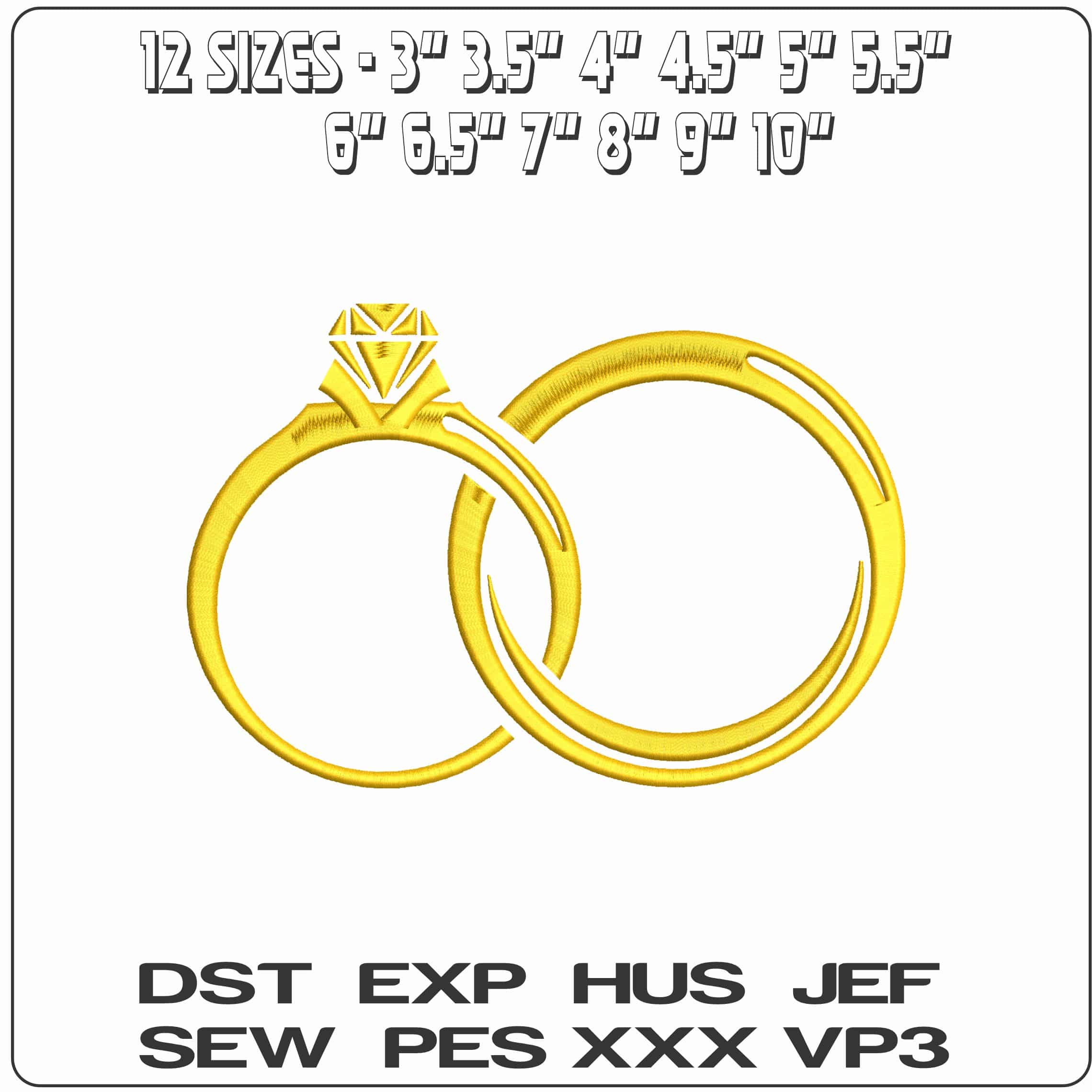Wedding Rings Linked - Elegant embroidery design file - instant download — view 2