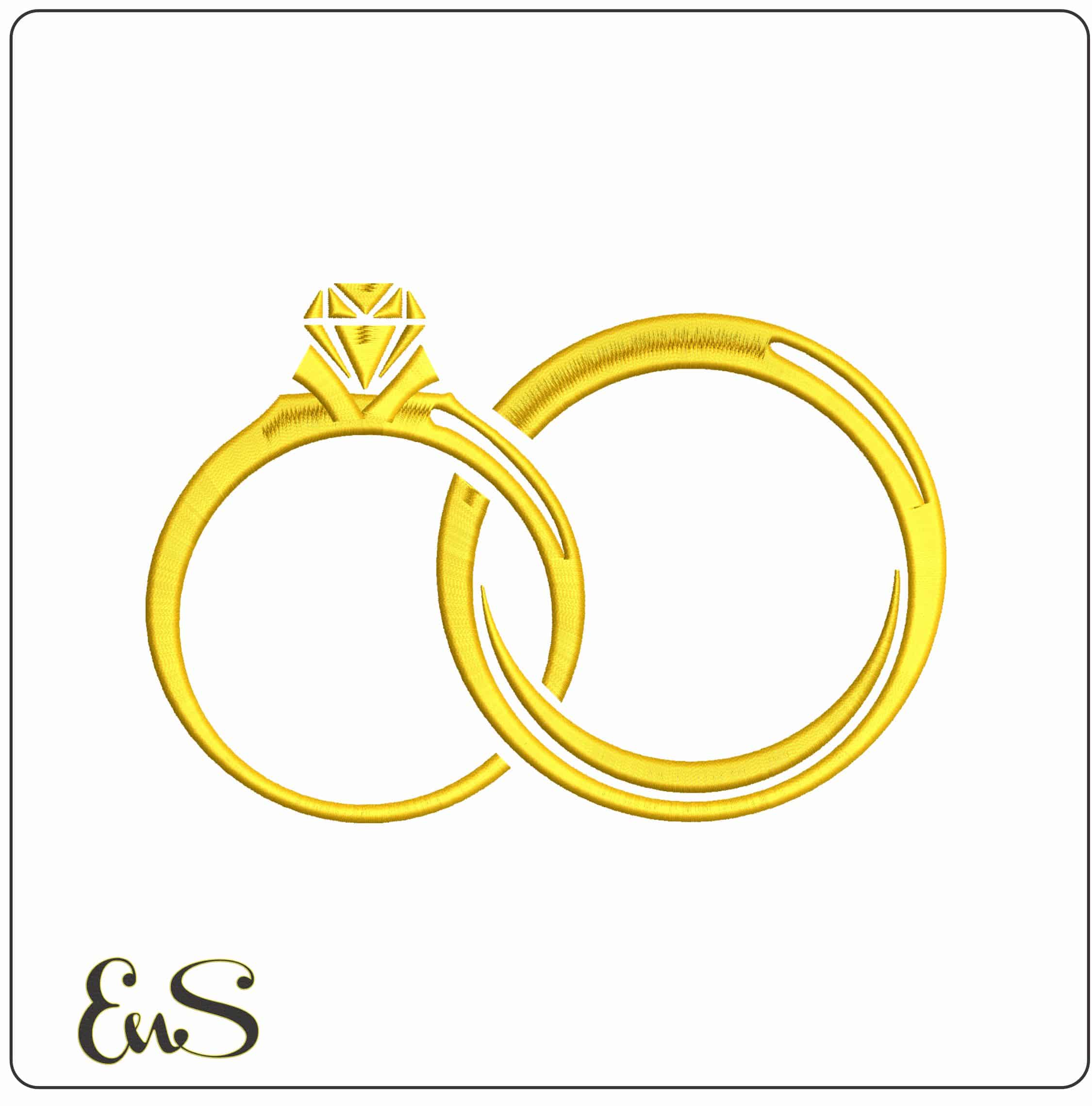 Wedding Rings Linked - Elegant embroidery design file - instant download