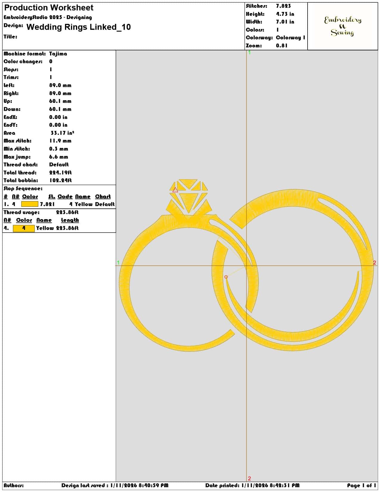 Wedding Rings Linked - Elegant embroidery design file - instant download — view 3