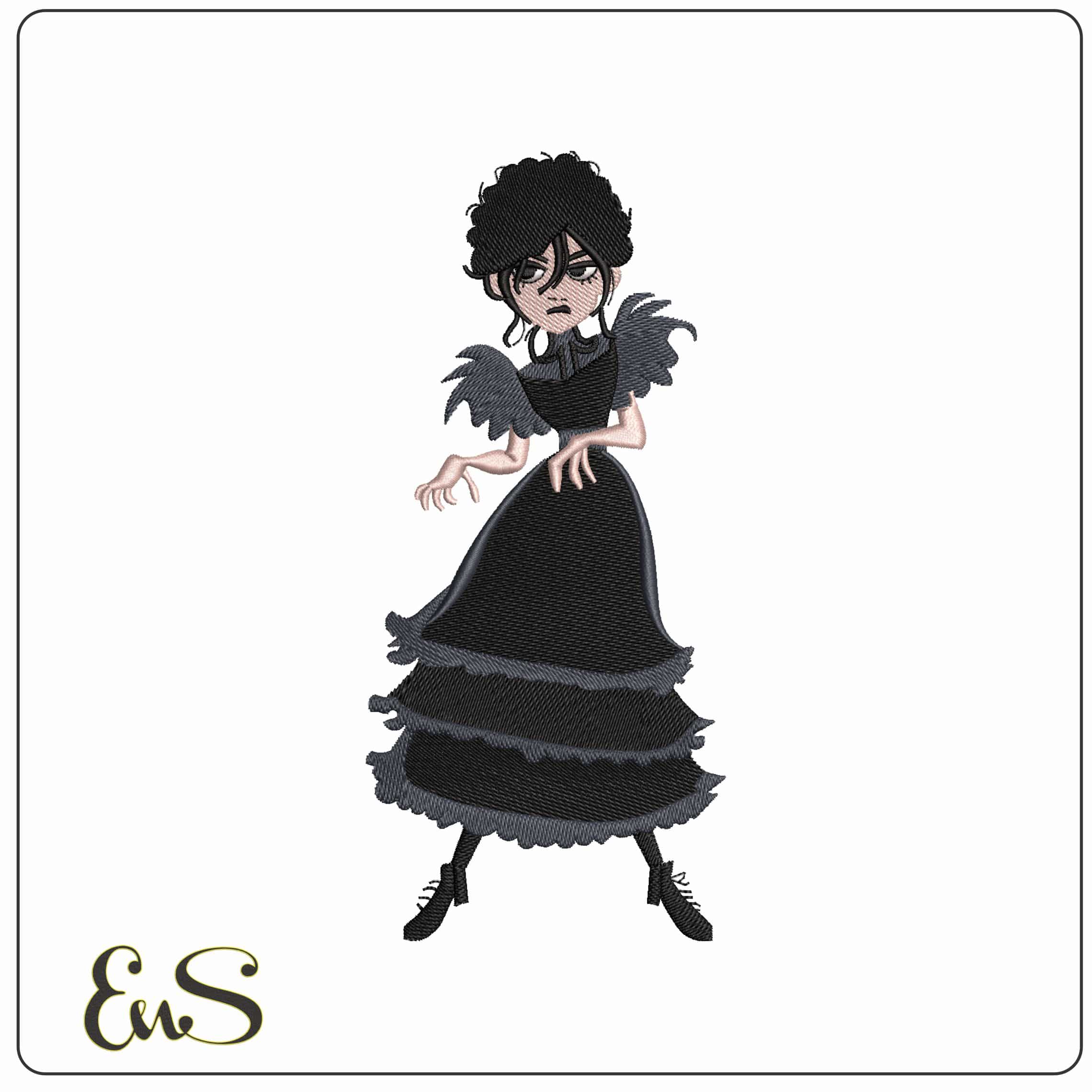 Wednesday Adams Family - Elegant embroidery design file - instant download