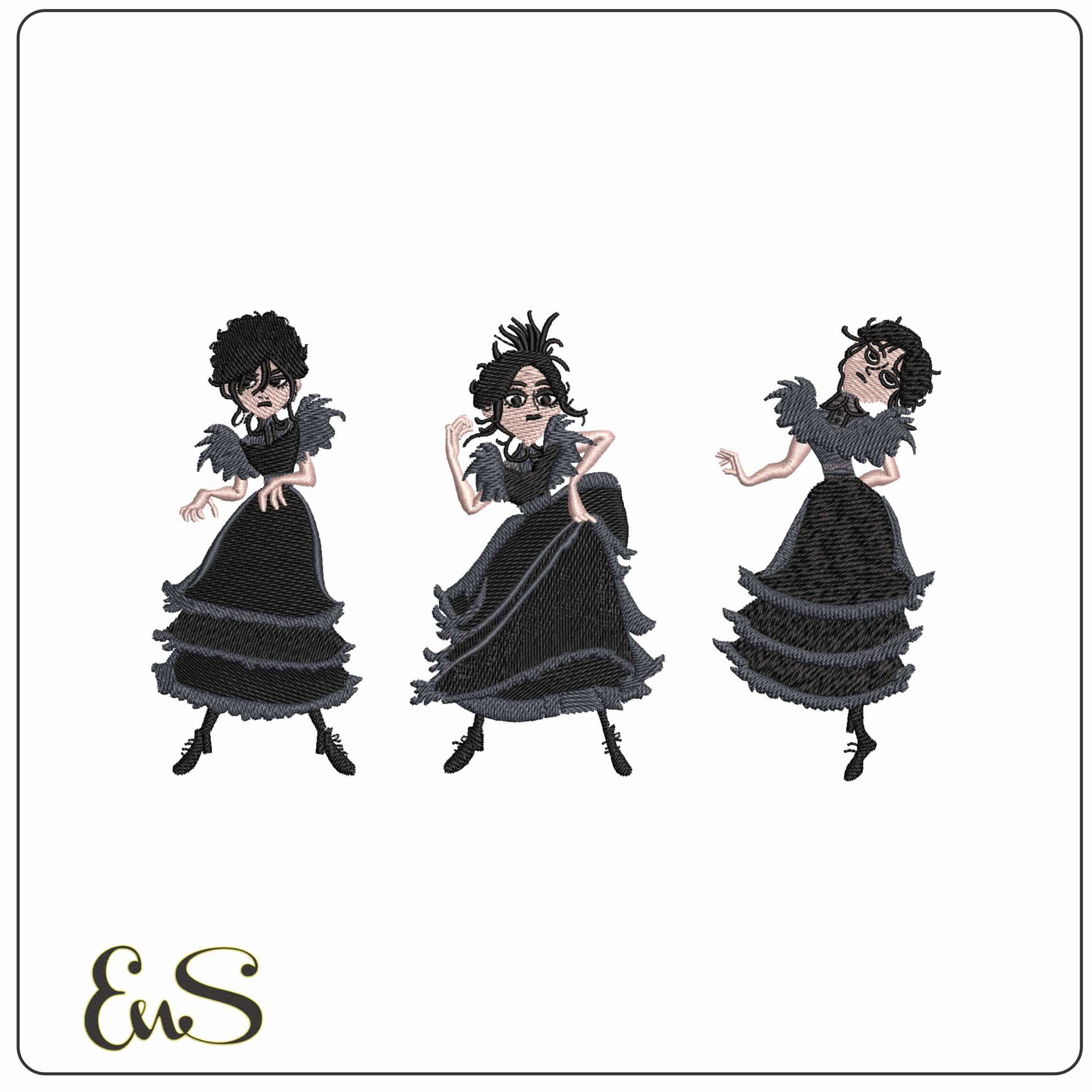 Wednesday Dancing - Elegant embroidery design file - instant download