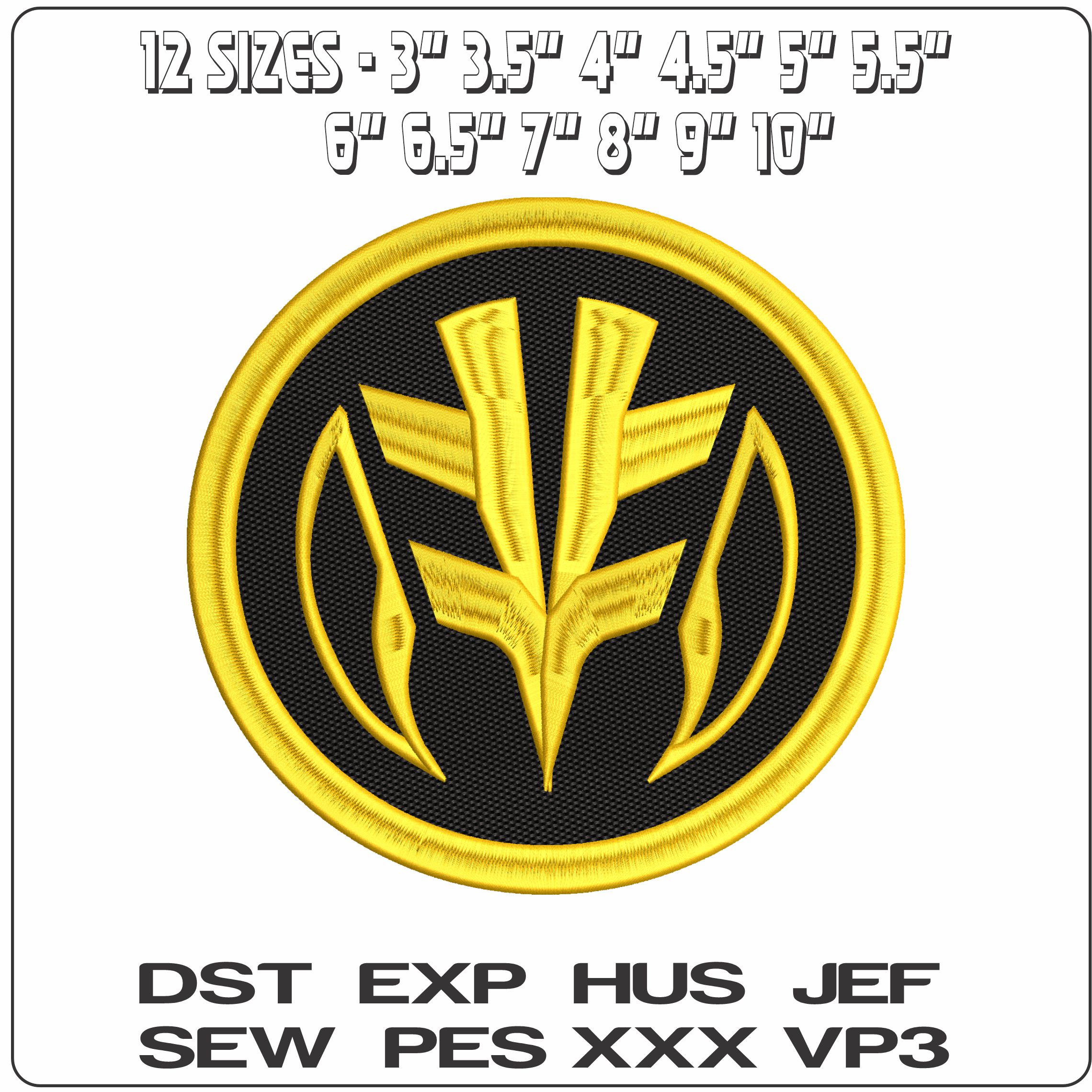 White Power Ranger Coin - Elegant embroidery design file - instant download — view 2