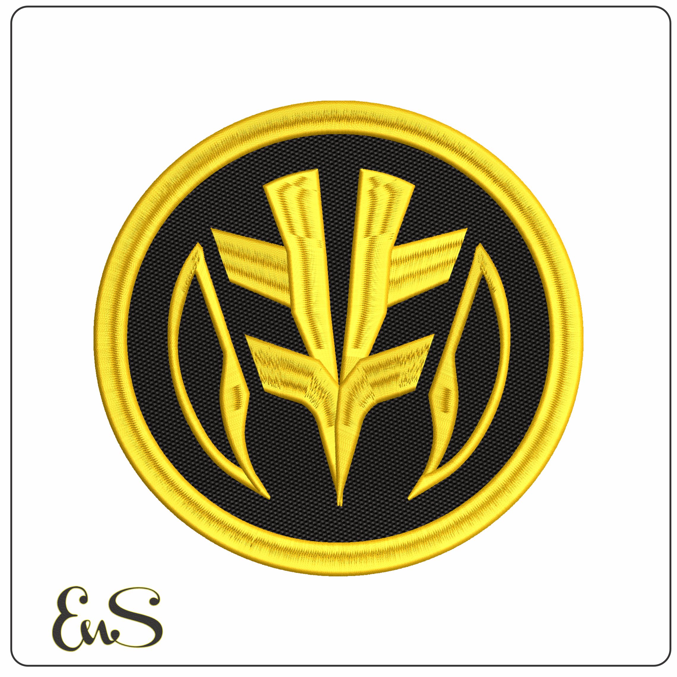 White Power Ranger Coin - Elegant embroidery design file - instant download
