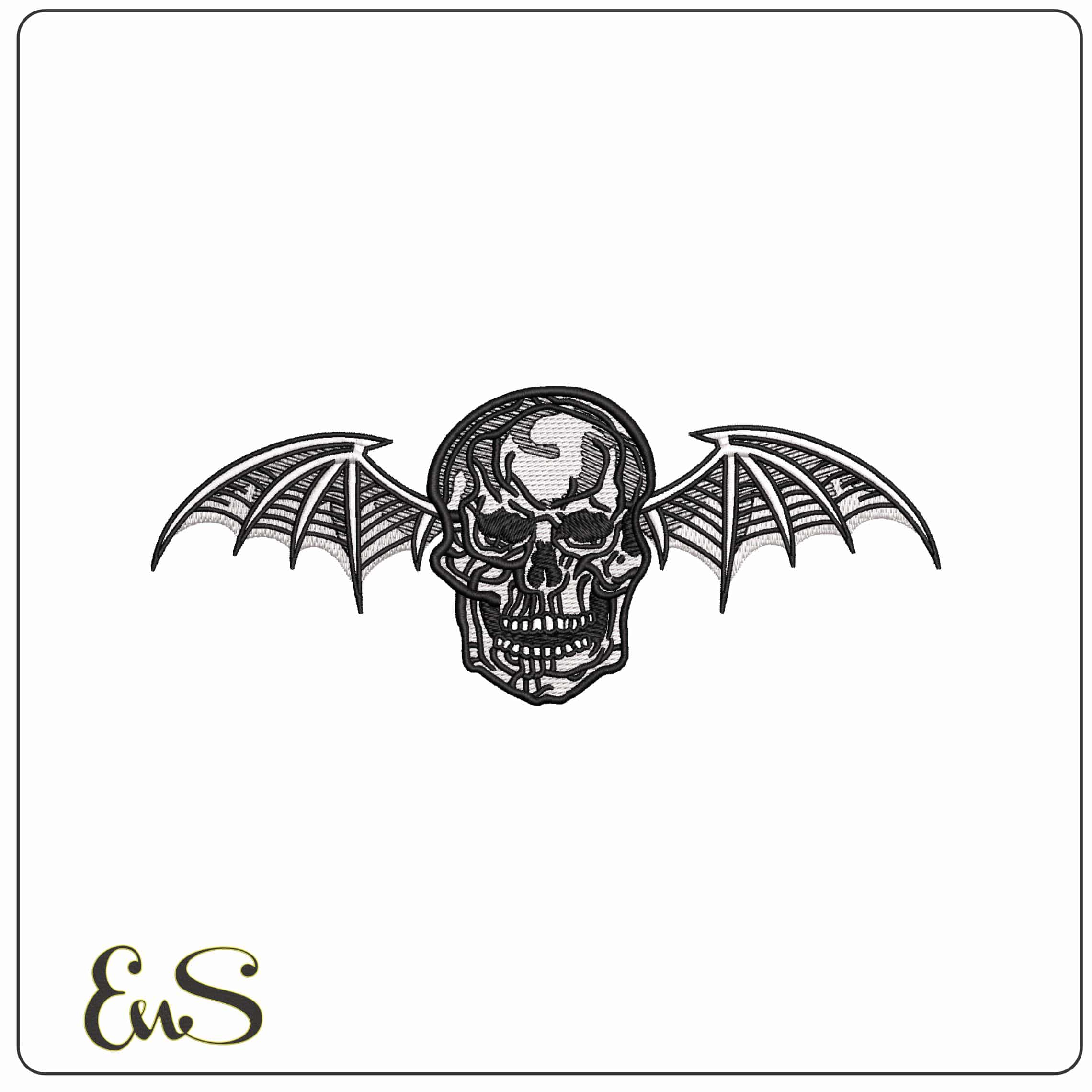 Winged Skull - Elegant embroidery design file - instant download