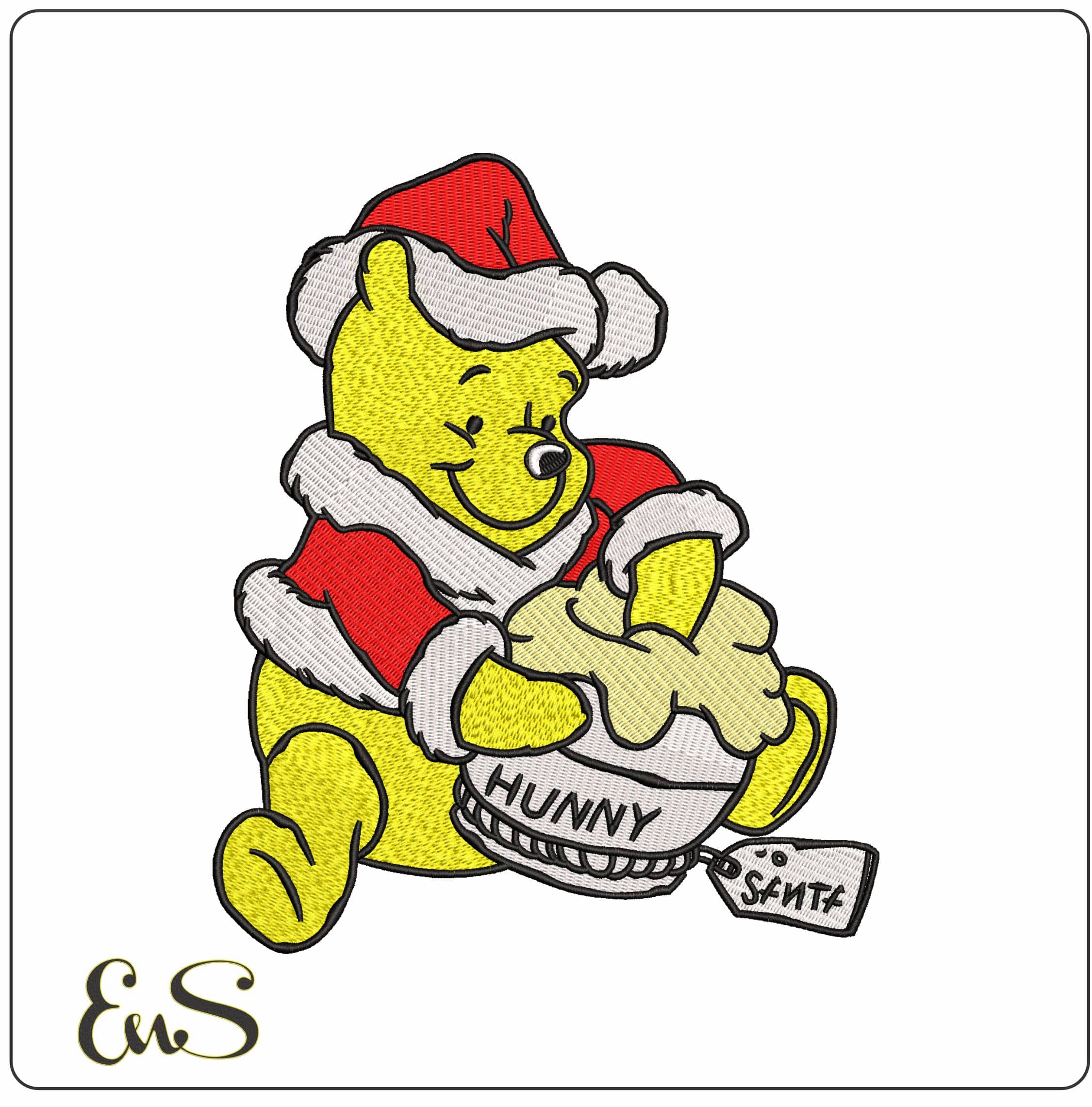 Winnie the Pooh Santa sitting with Hunny Disney - Elegant embroidery design file - instant download
