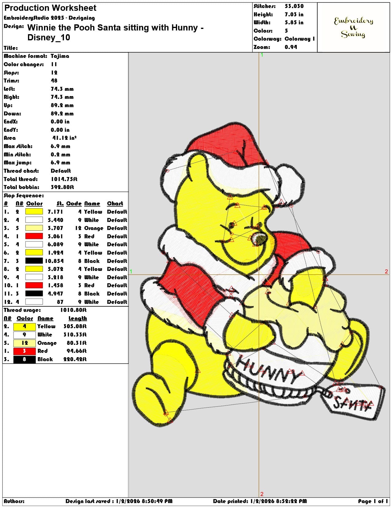 Winnie the Pooh Santa sitting with Hunny Disney - Elegant embroidery design file - instant download — view 3