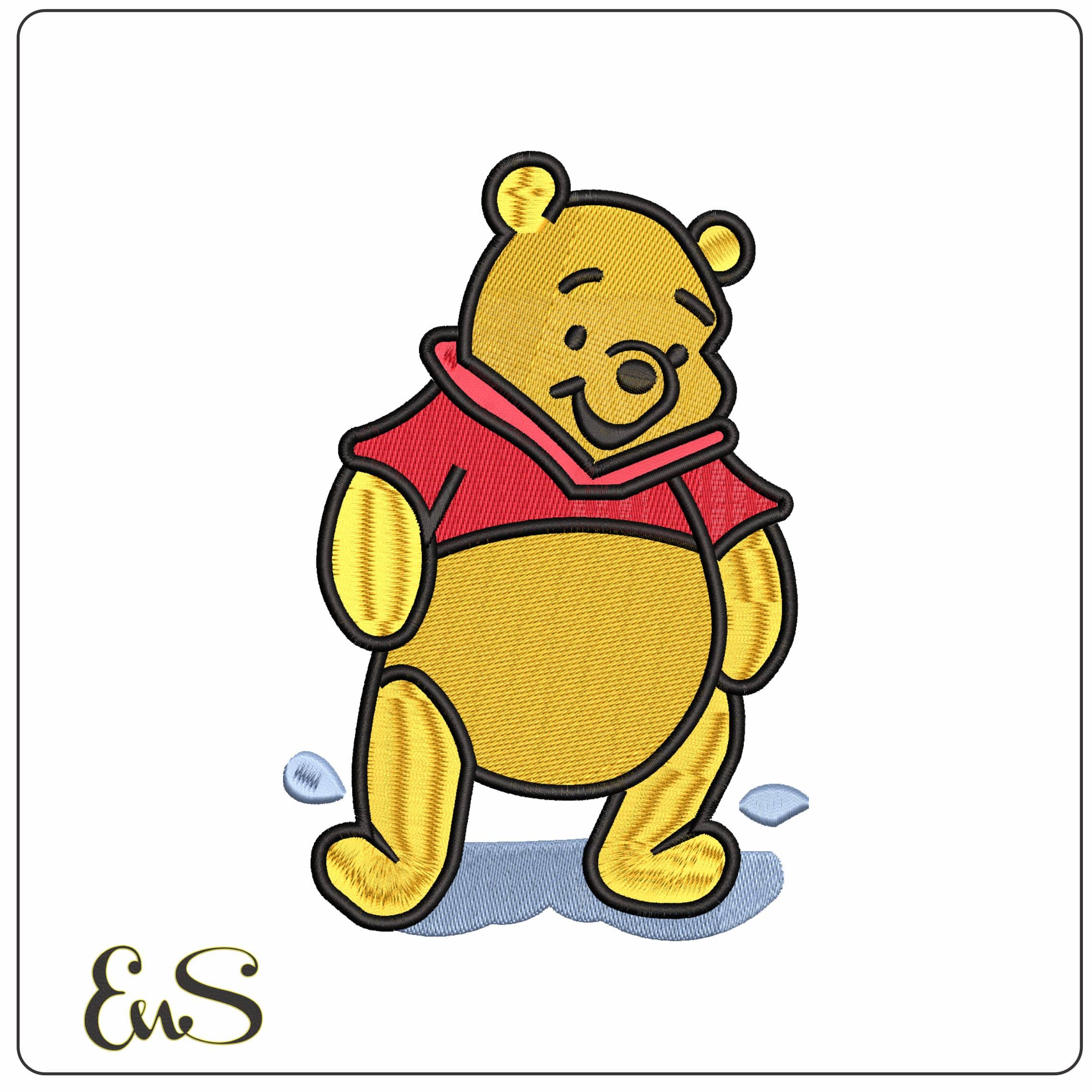 Winnie the Pooh Testing in Puddles - Elegant embroidery design file - instant download