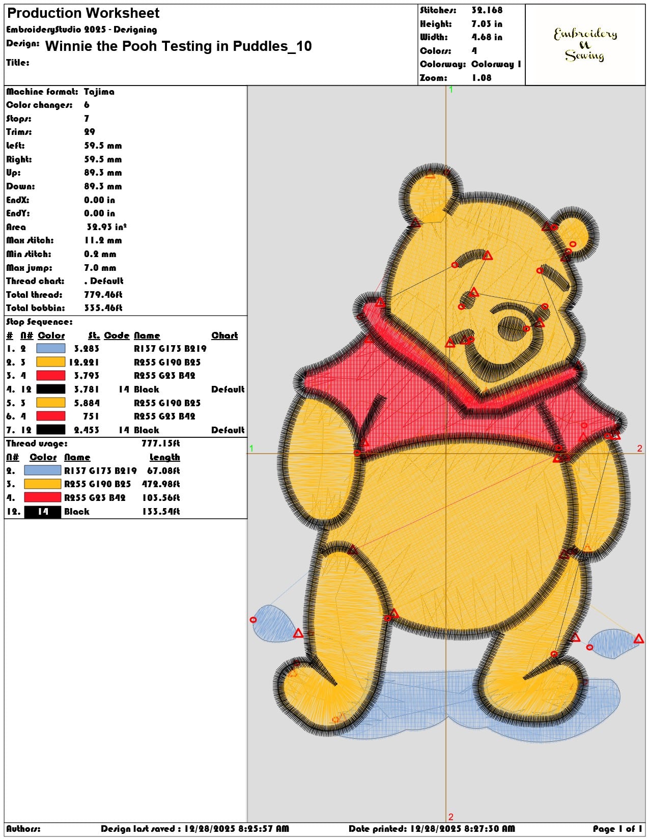 Winnie the Pooh Testing in Puddles - Elegant embroidery design file - instant download — view 3
