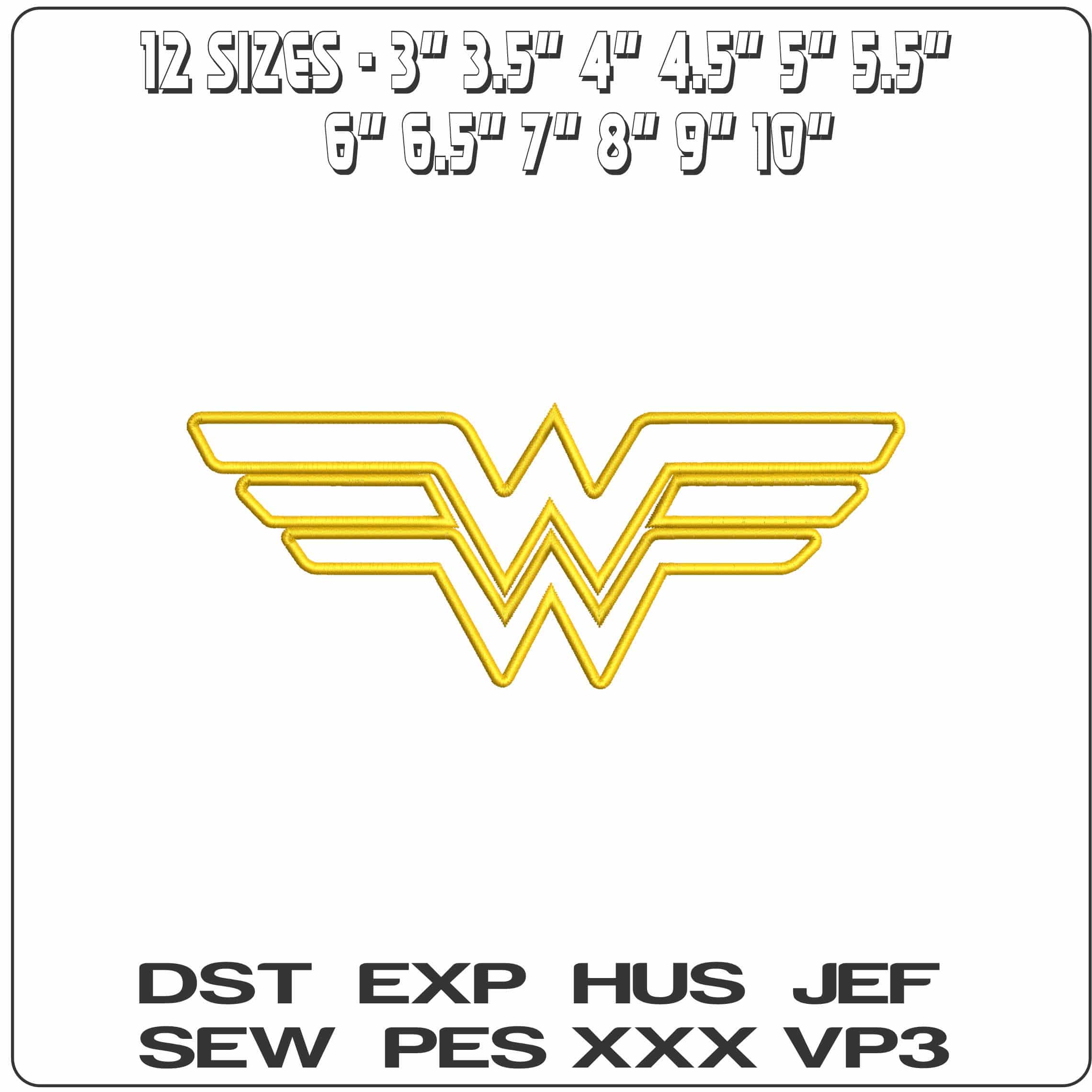 Wonder Woman Logo outline DC omics - Elegant embroidery design file - instant download — view 2