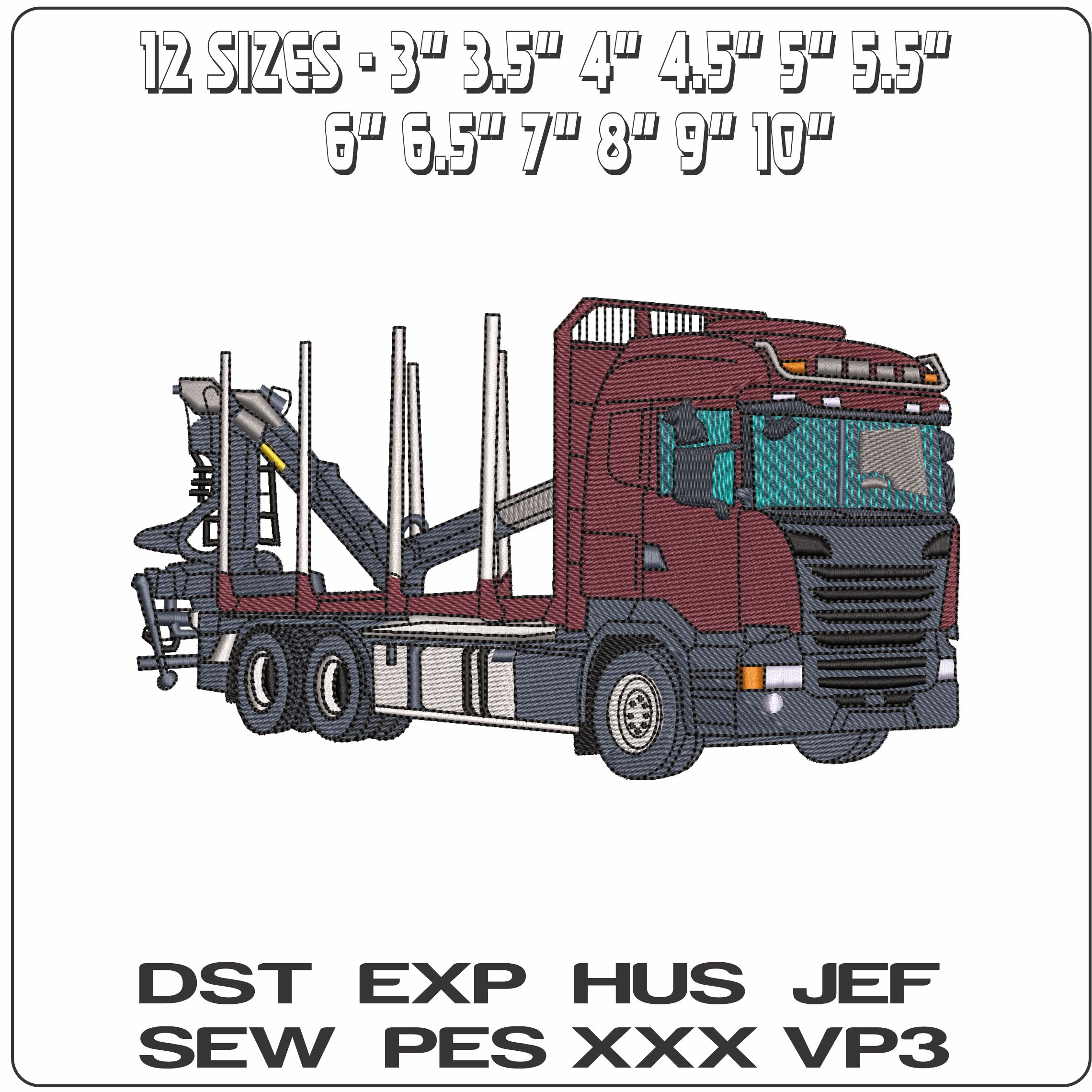 Wood Hauler Empty - Elegant embroidery design file - instant download — view 2