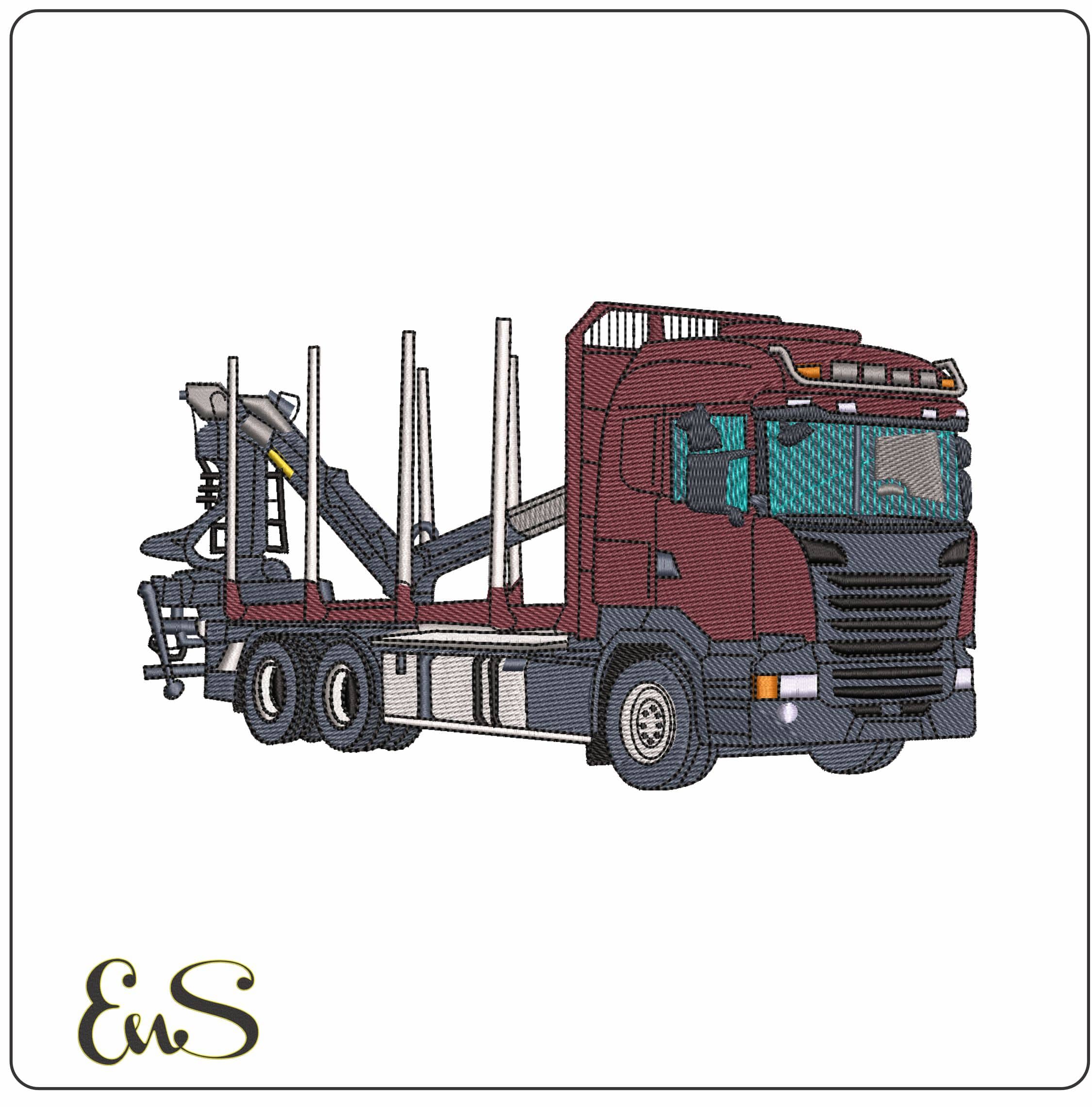 Wood Hauler Empty - Elegant embroidery design file - instant download
