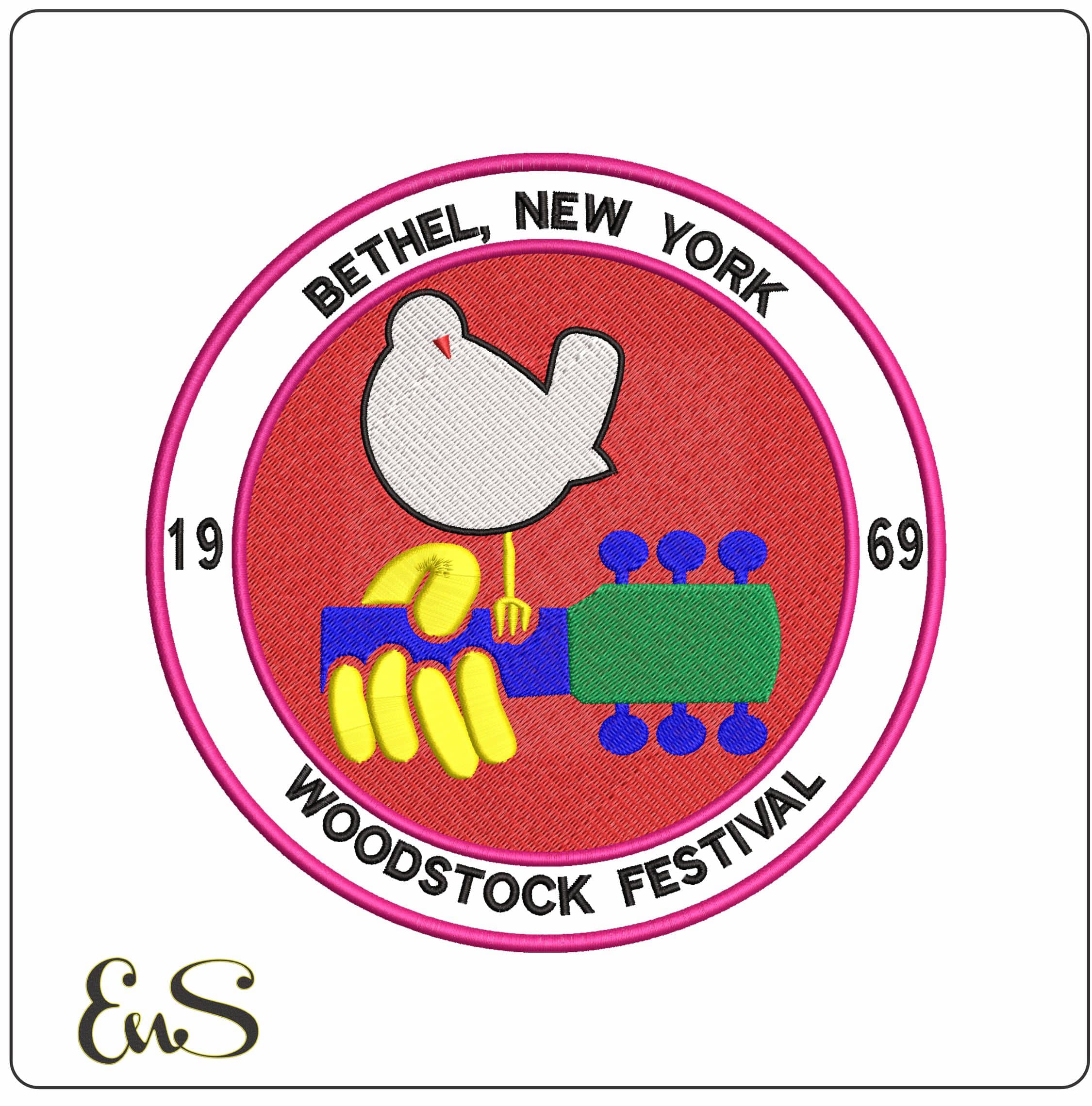 Woodstock Festival 1969  - Elegant embroidery design file - instant download