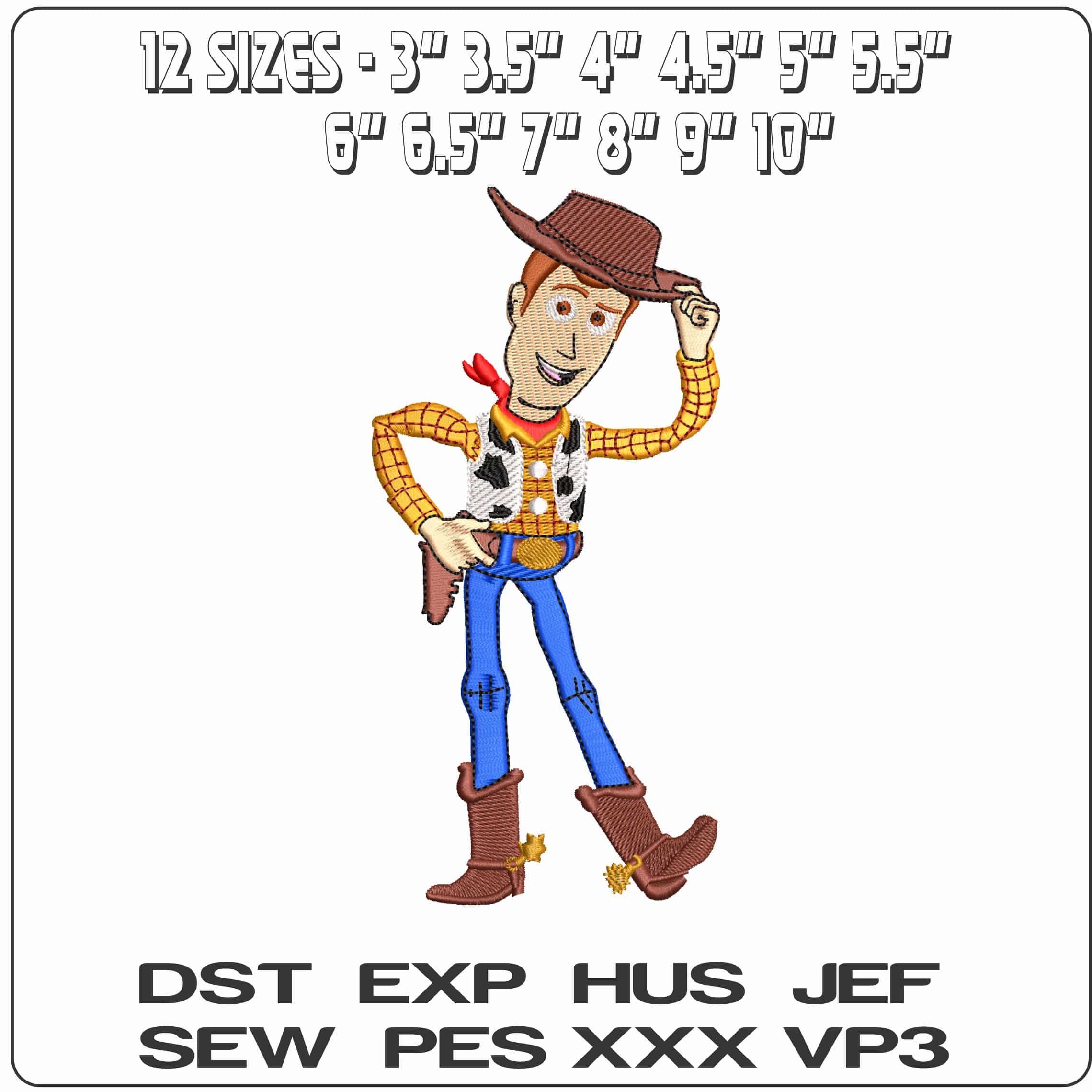 Woody Tipping Hat Toy Story  - Elegant embroidery design file - instant download — view 2