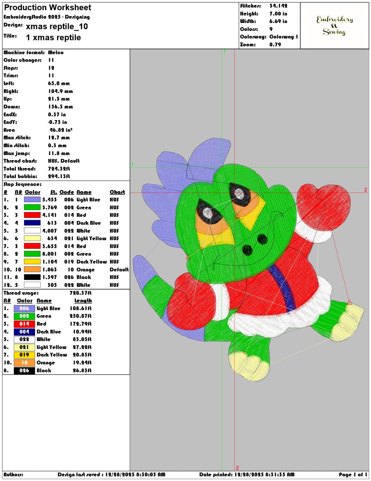 xmas reptile  - Elegant embroidery design file - instant download — view 3