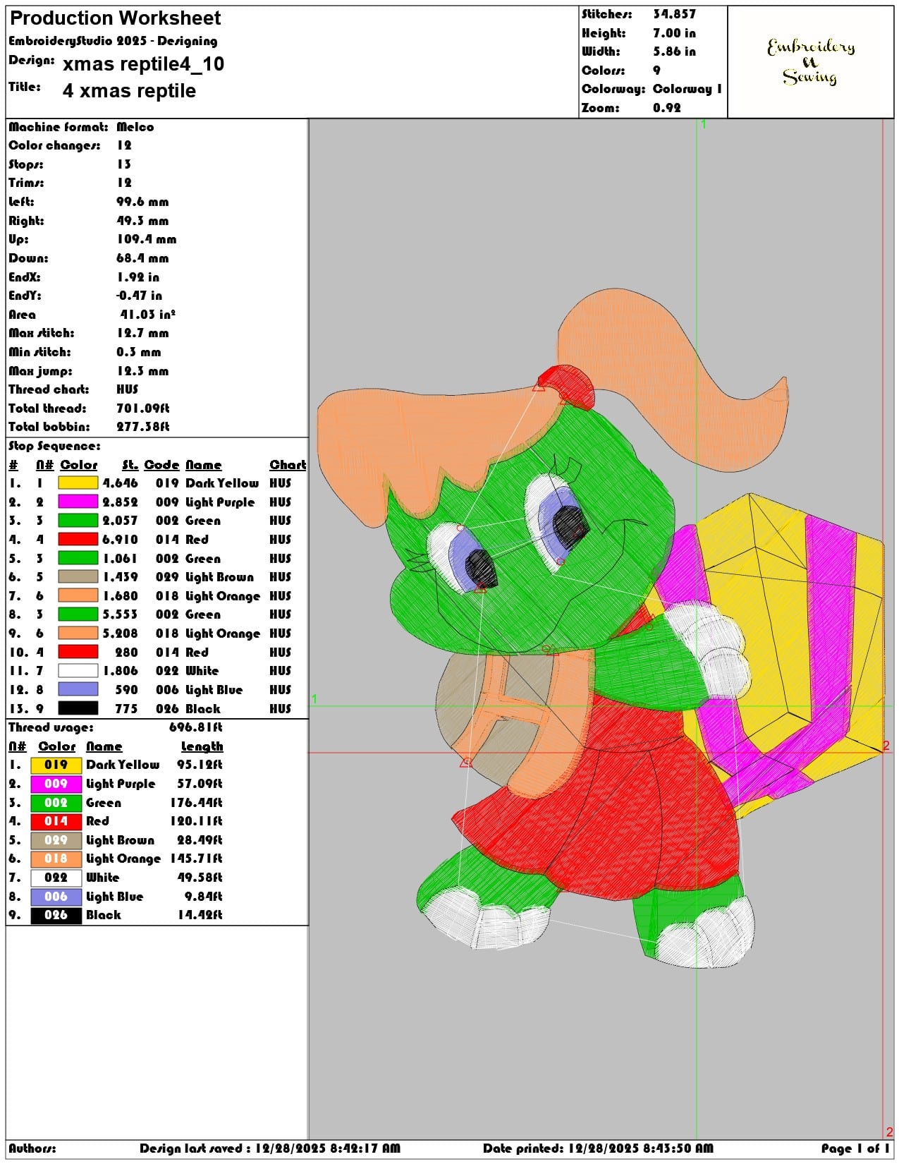 xmas reptile4  - Elegant embroidery design file - instant download — view 3