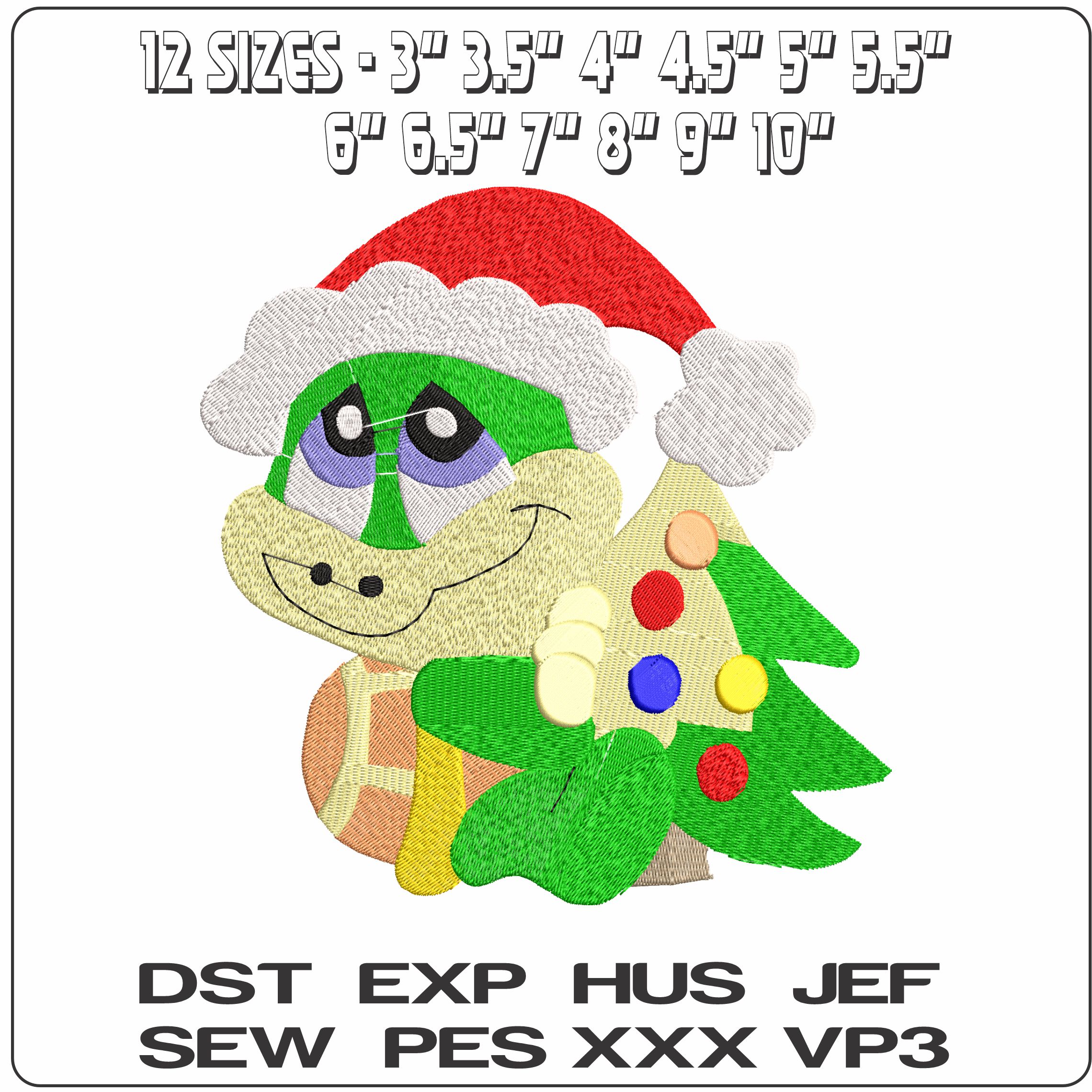 xmas reptile5  - Elegant embroidery design file - instant download — view 2