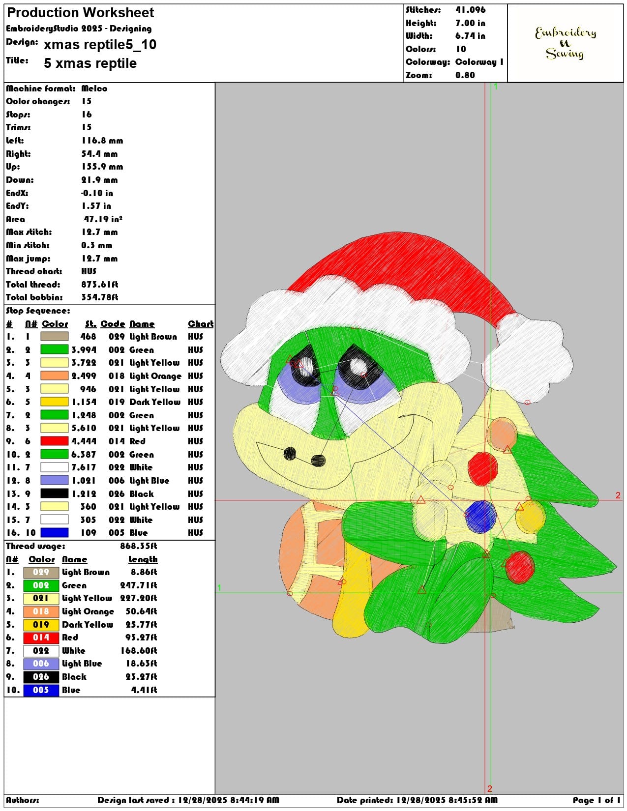 xmas reptile5  - Elegant embroidery design file - instant download — view 3