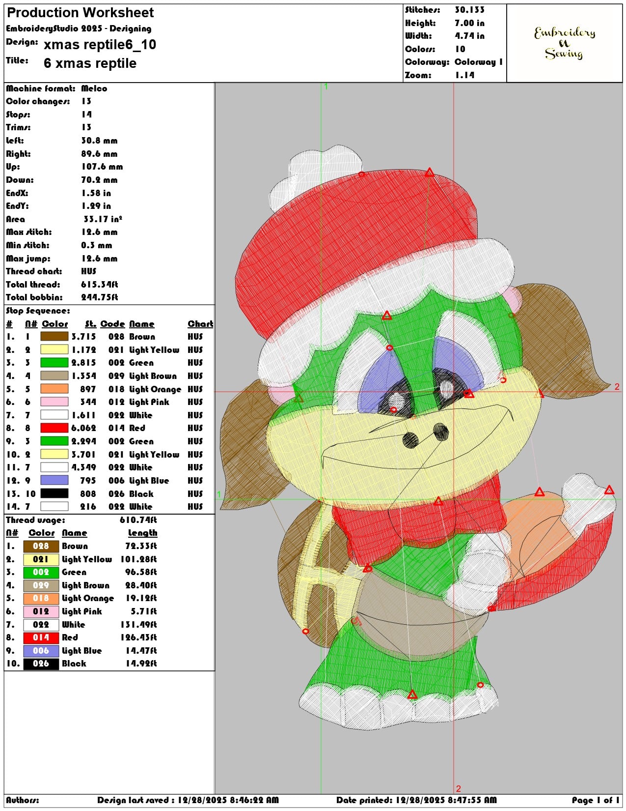 xmas reptile6  - Elegant embroidery design file - instant download — view 3