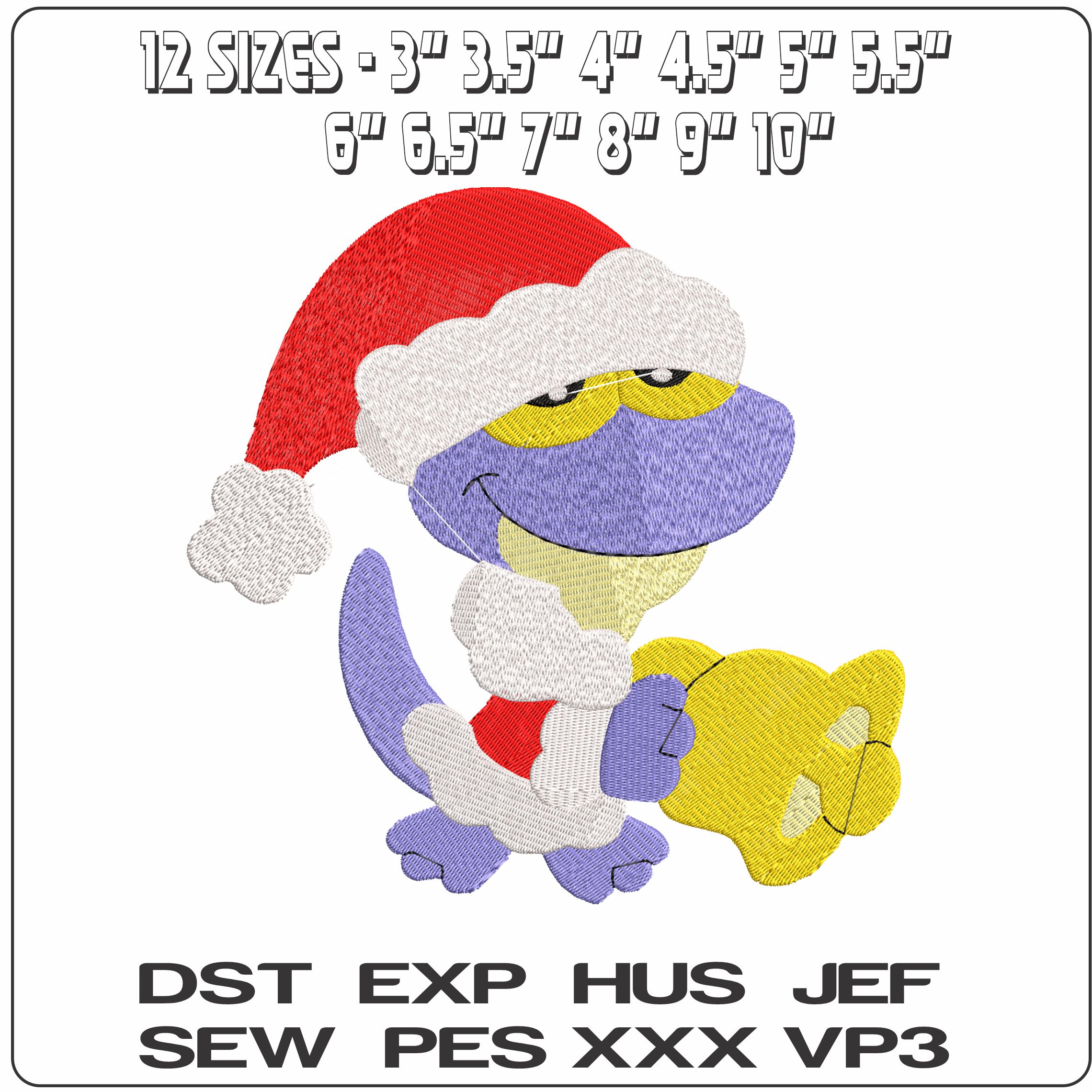 xmas reptile7  - Elegant embroidery design file - instant download — view 2
