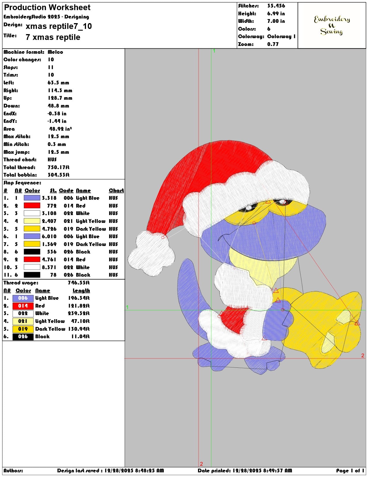 xmas reptile7  - Elegant embroidery design file - instant download — view 3