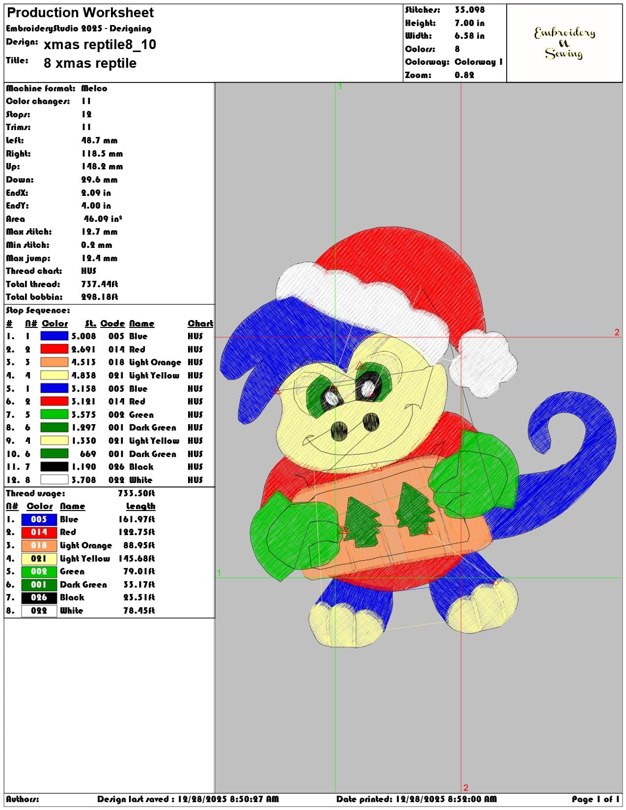 xmas reptile8  - Elegant embroidery design file - instant download — view 3
