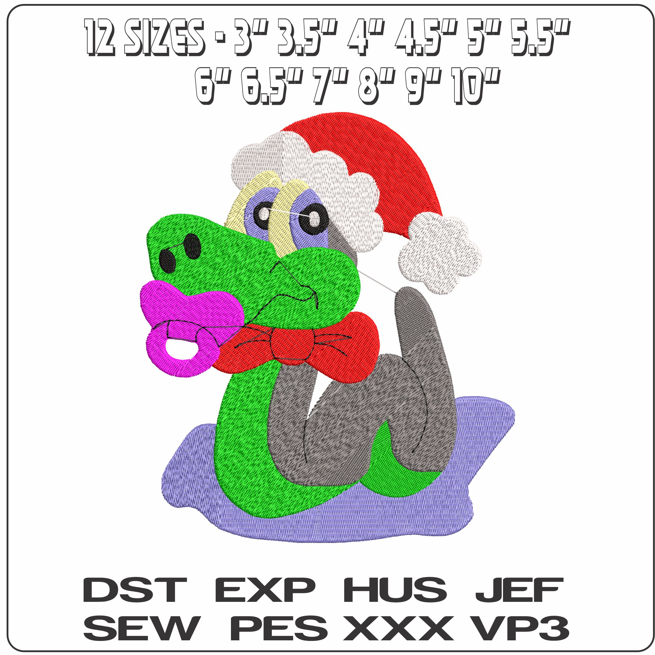 xmas reptile9  - Elegant embroidery design file - instant download — view 2