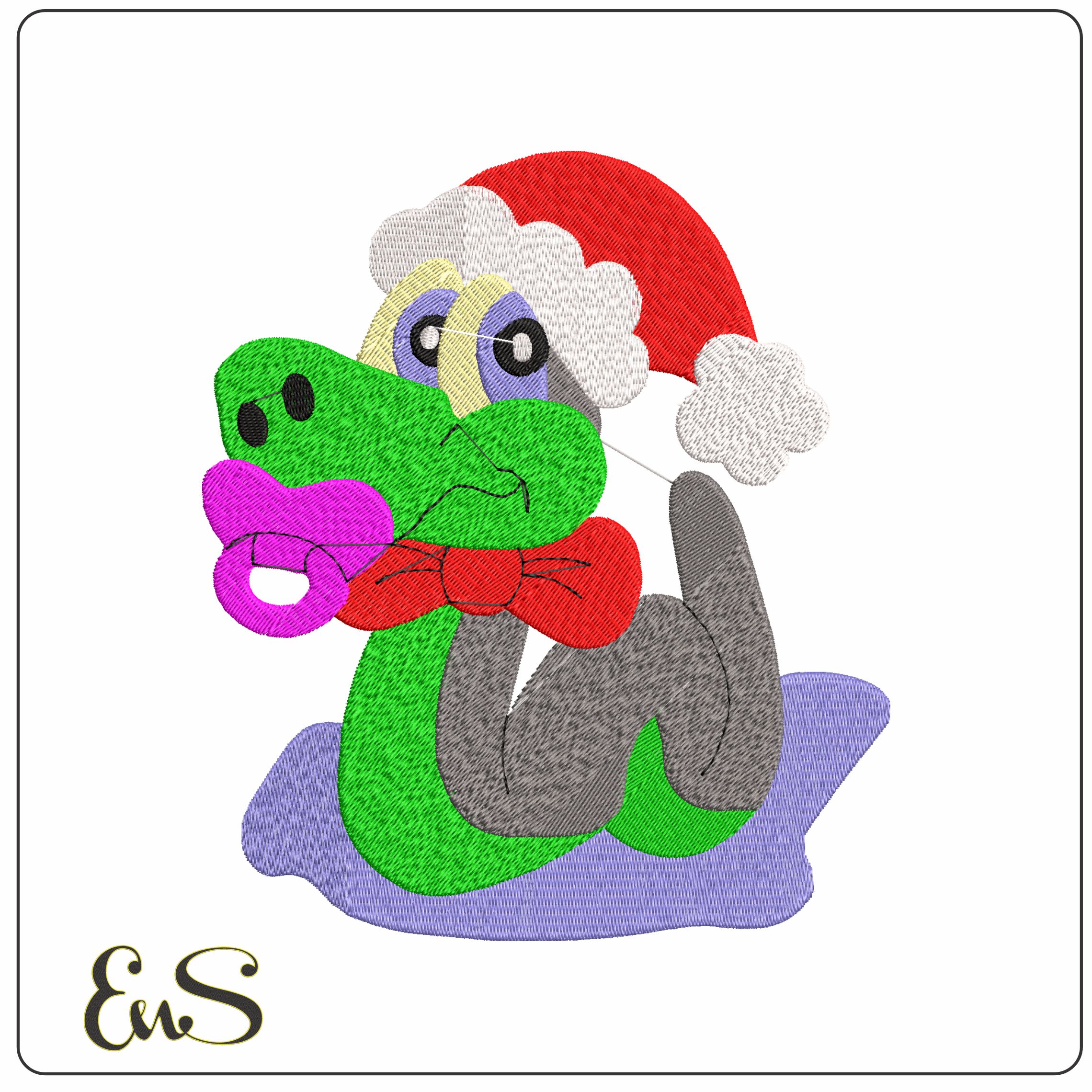xmas reptile9  - Elegant embroidery design file - instant download
